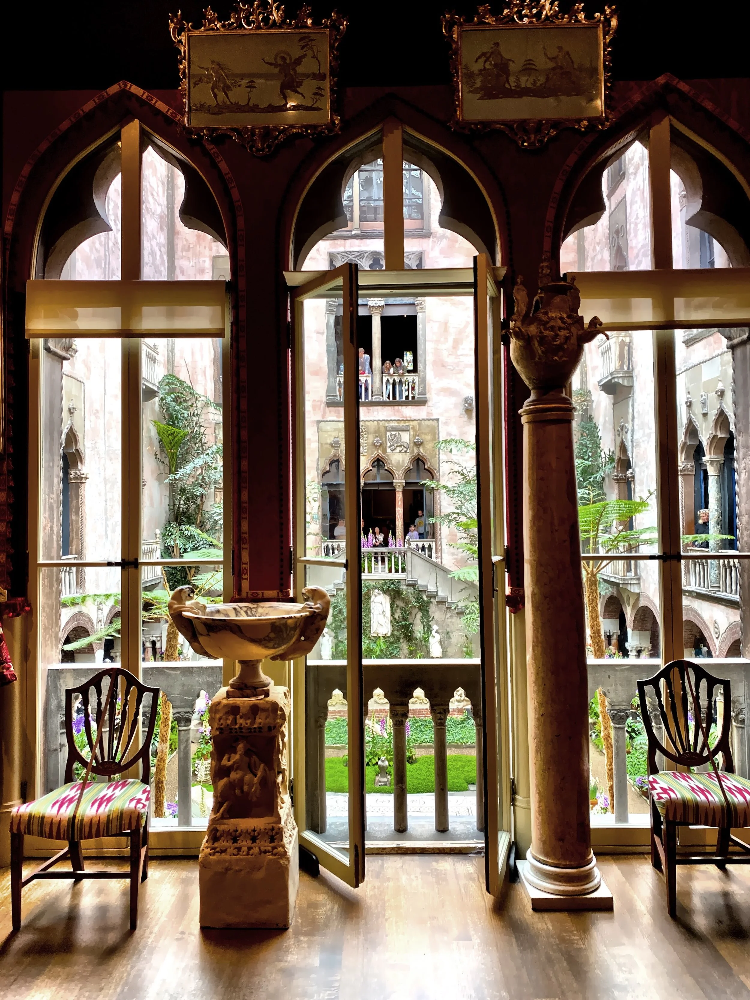  The doors looking out onto the courtyard from the Venetian Room 