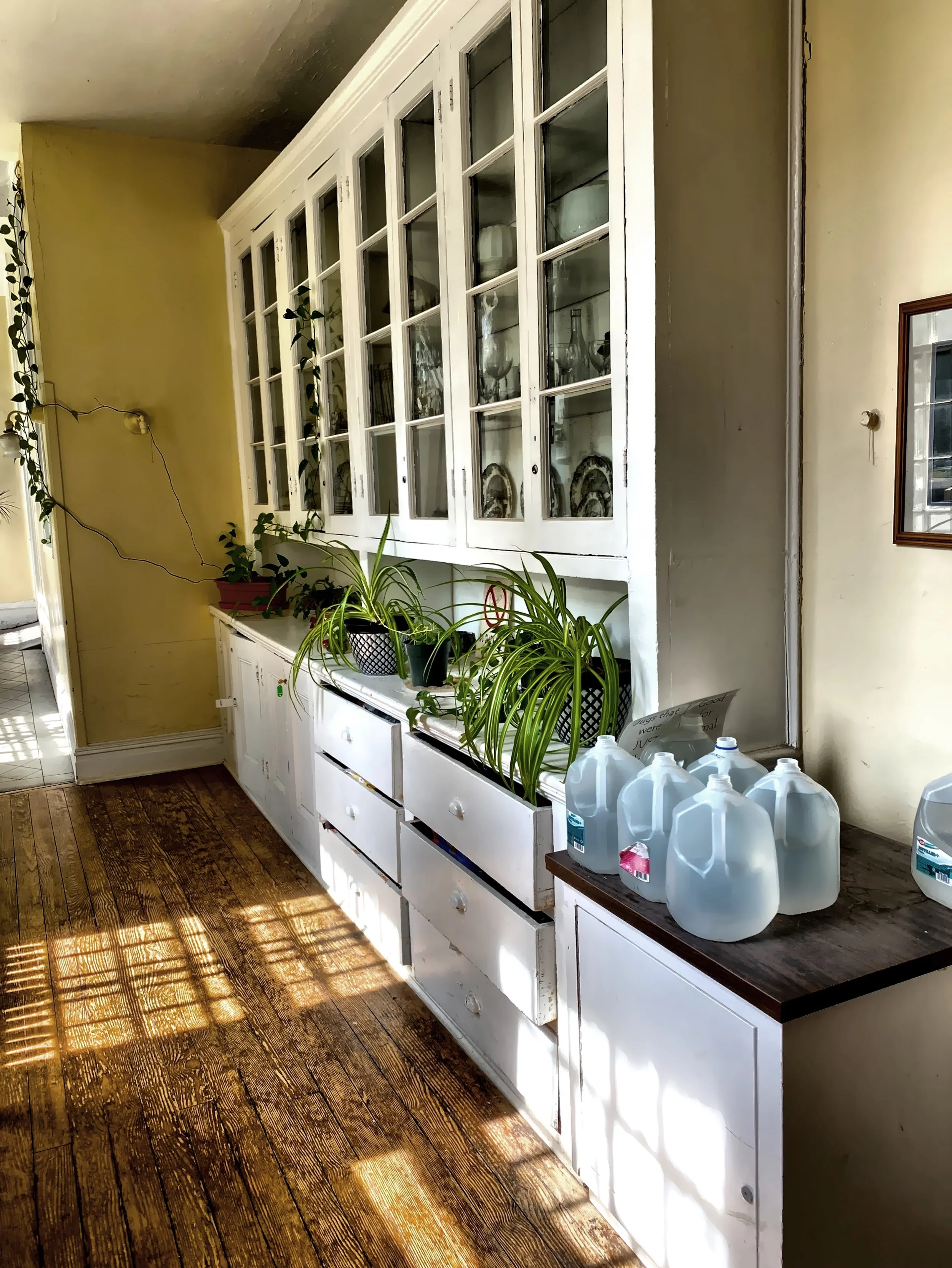  The cabinets in prep area of the kitchen  