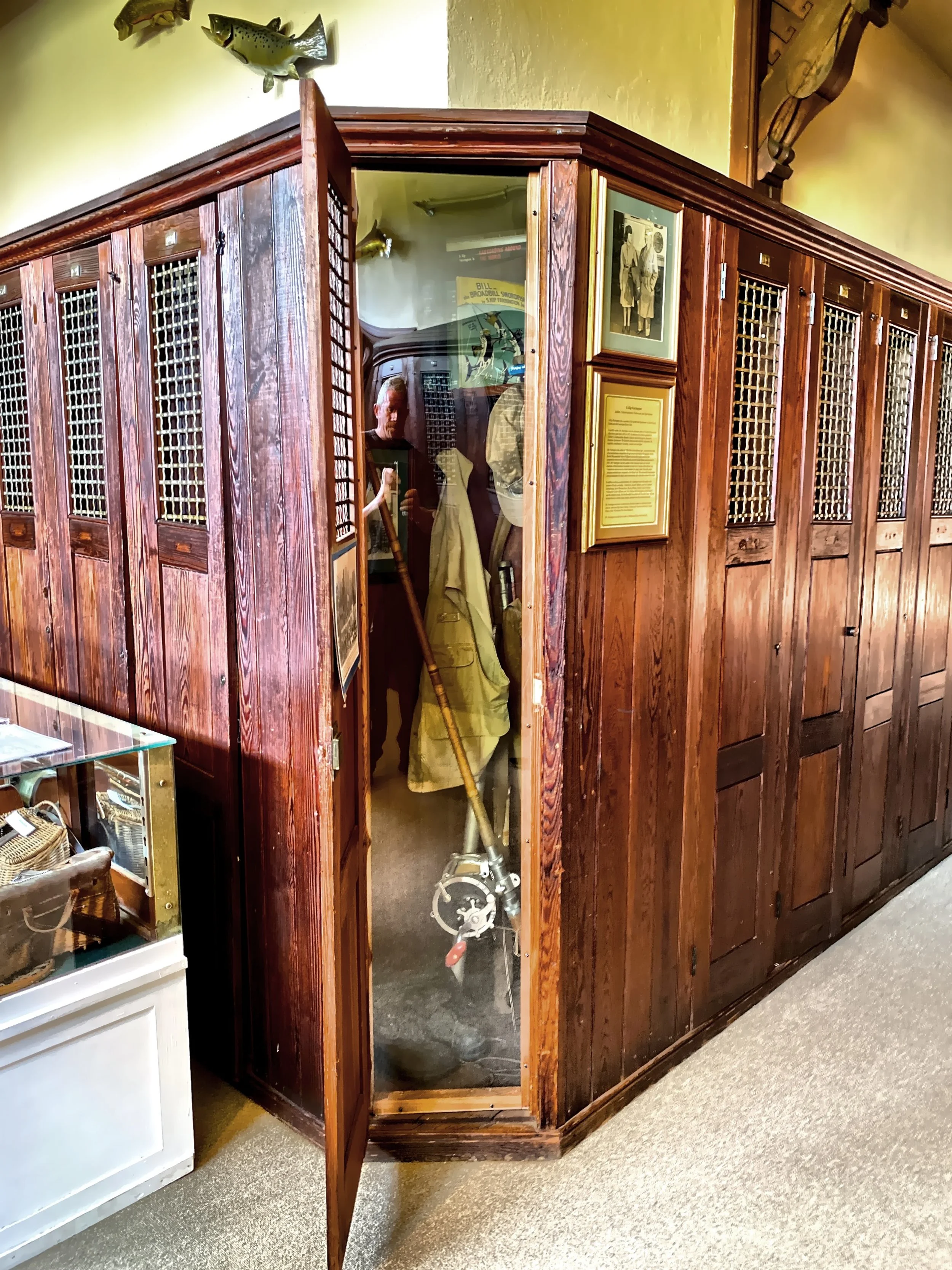  The locker of S. K. Farrington an avid fisherman, hunter and railroad man. 