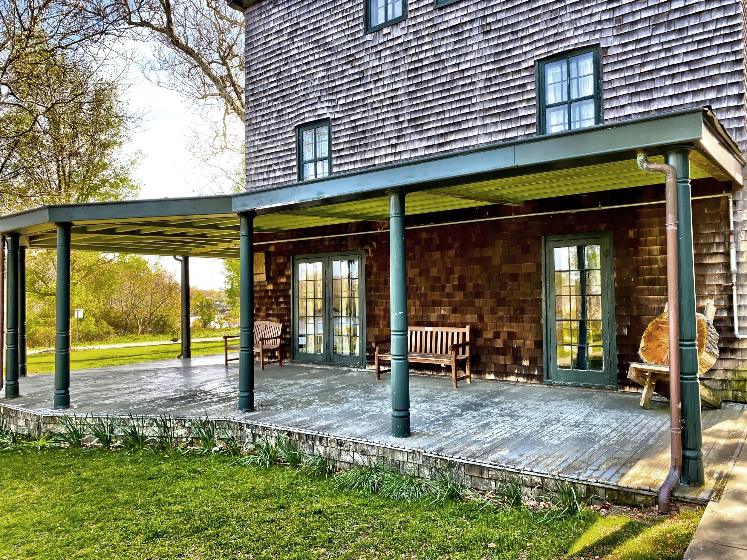  The porch where members would sit looking out over main pond. 