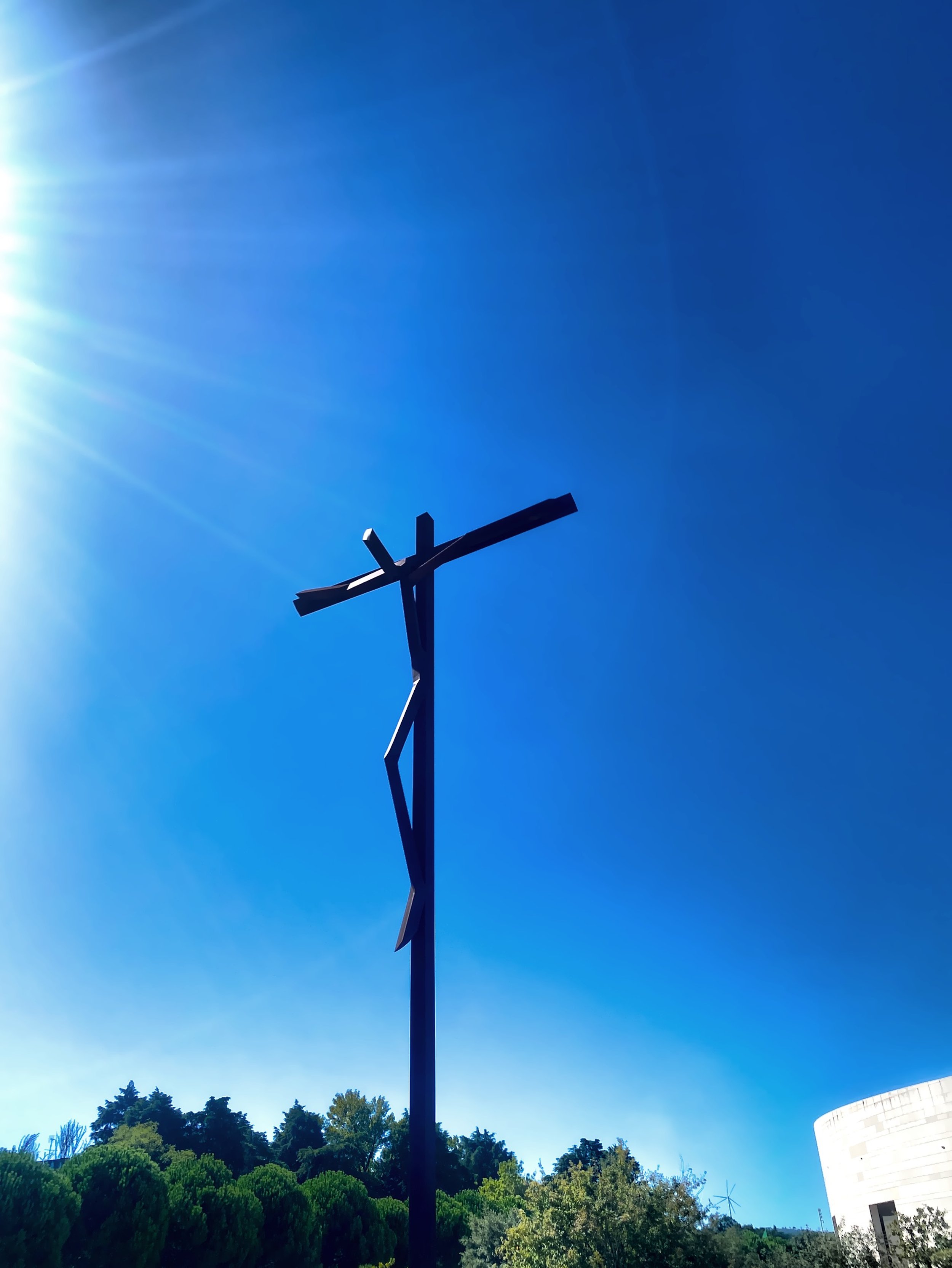  A crucifix sculpture on the grounds 