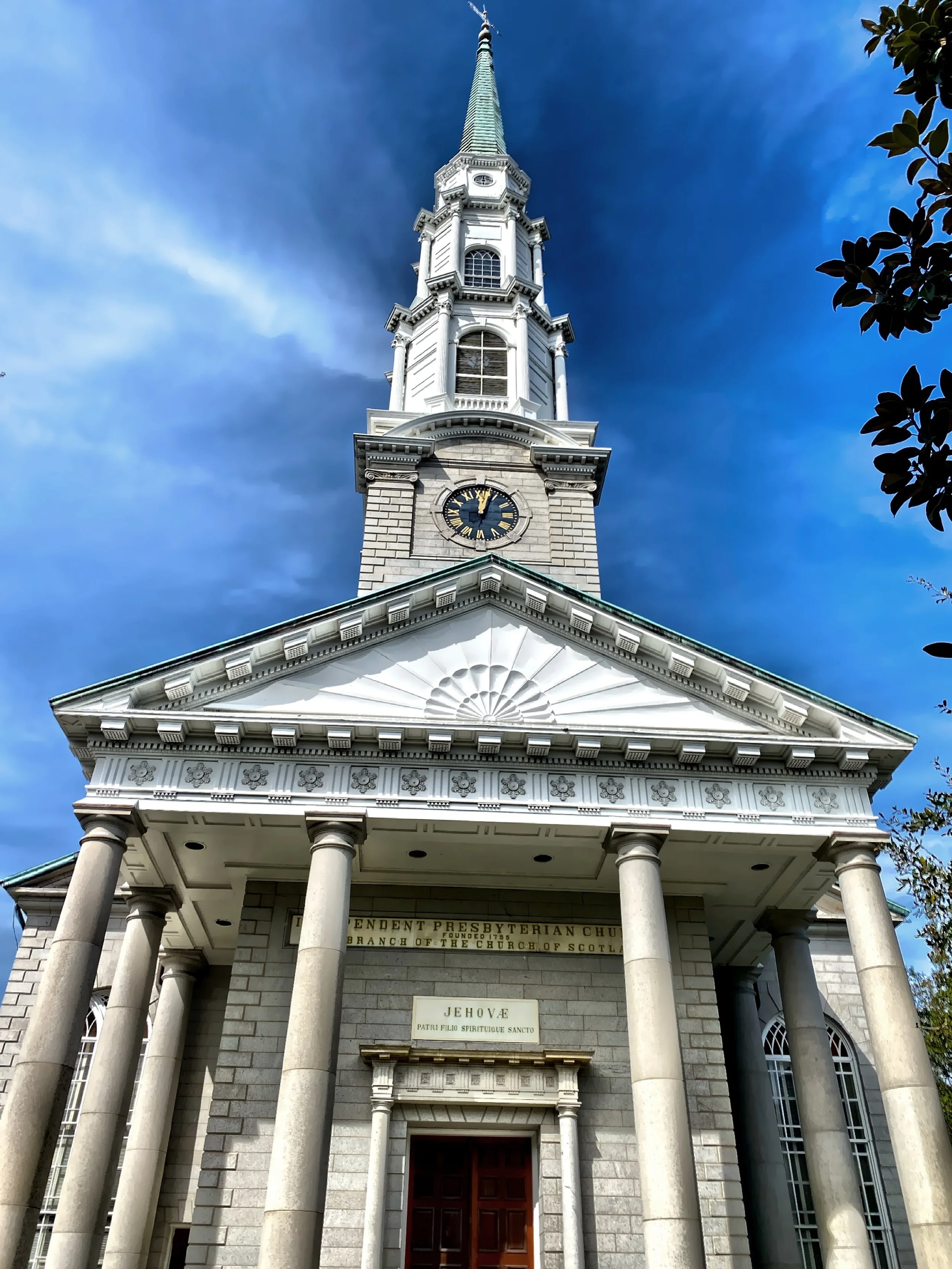  The Independant Presbyterian Church of Savannah was founded in 1755.  This church was featured in the opening shot of the movie Forrest Gump. 