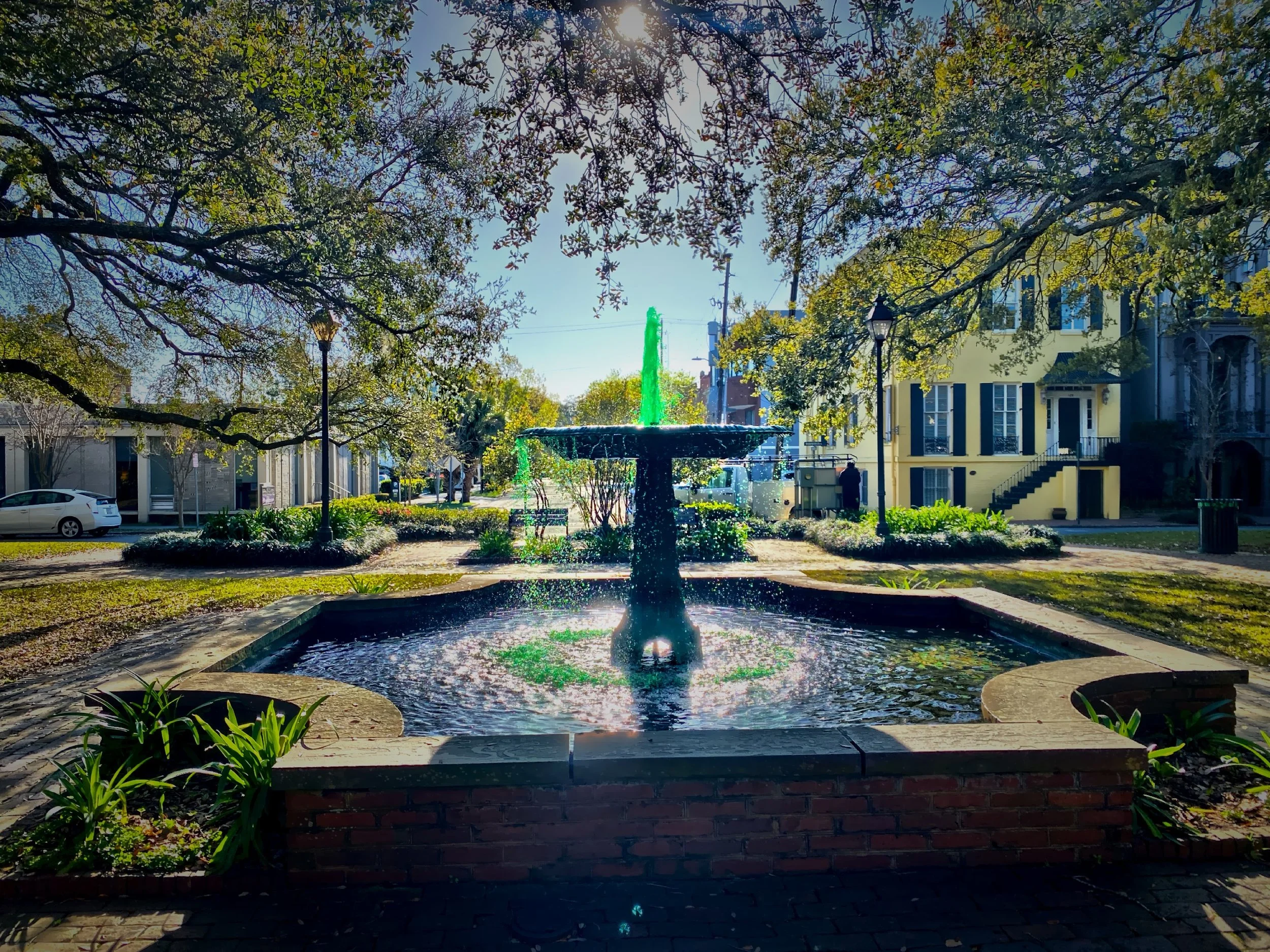  Around St Patrick’s Day, some of the city’s fountains are greened for the nation’s second biggest parade. 