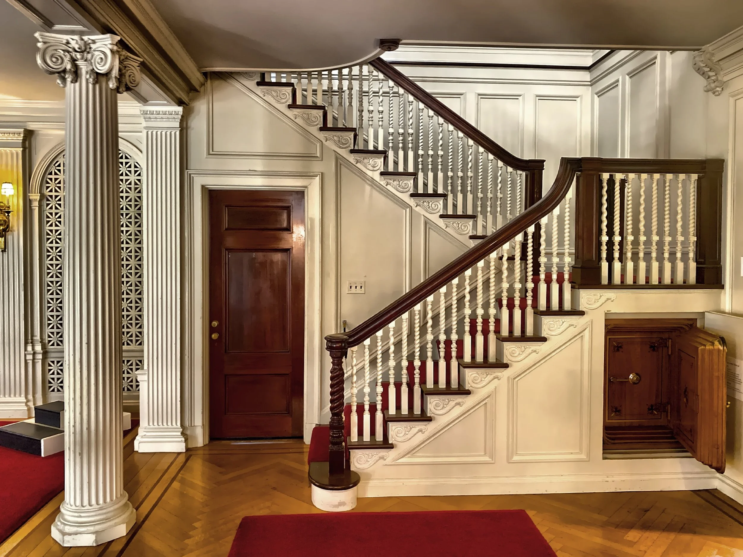  One of the staircases that lead to the third floor.  Notice the built in safe. 