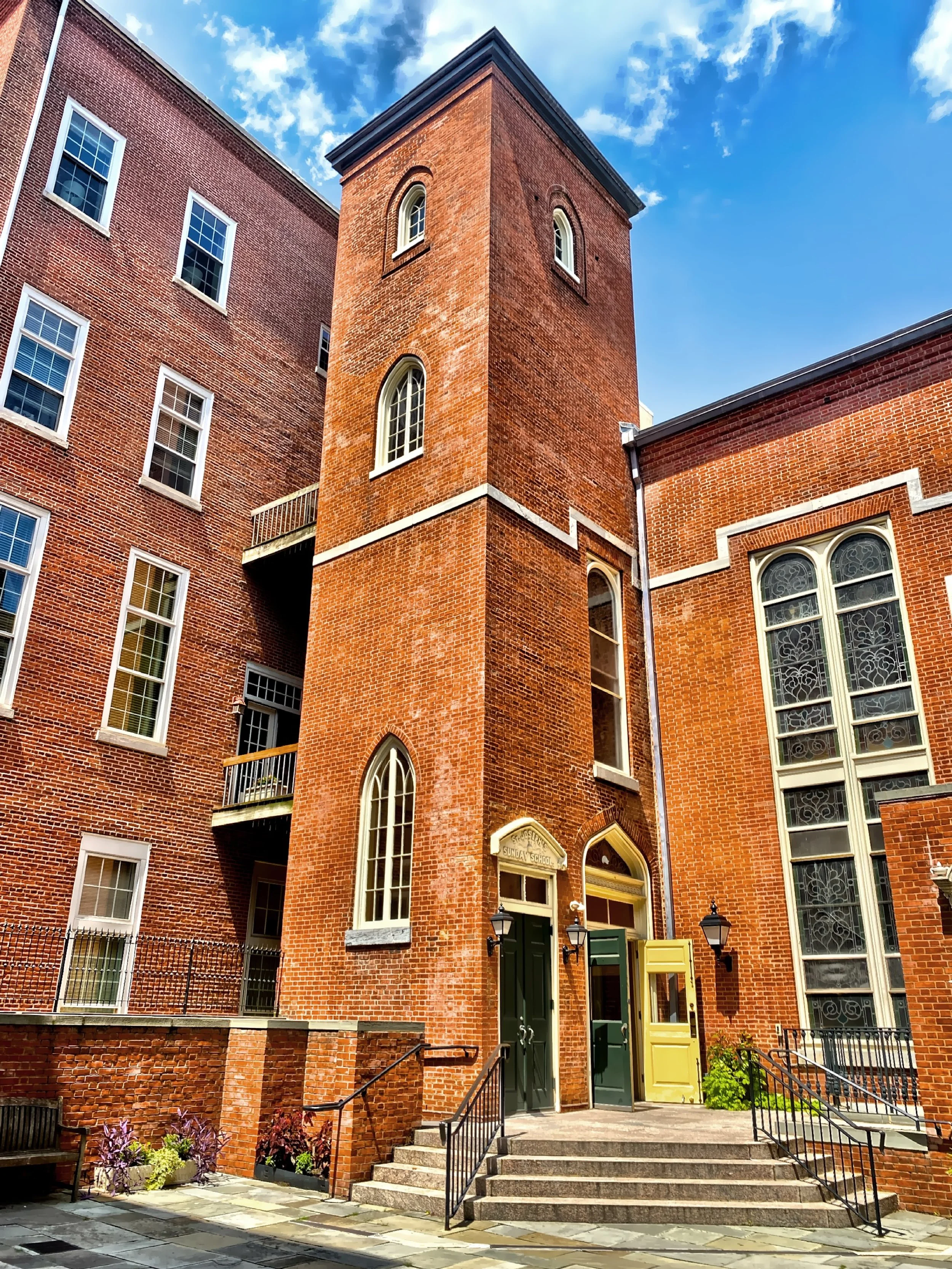  The colonial-style Old St Joseph's Church on Willings Alley, deliberately took on an unassuming look in order to avoid attracting anti-Catholic sentiments. 