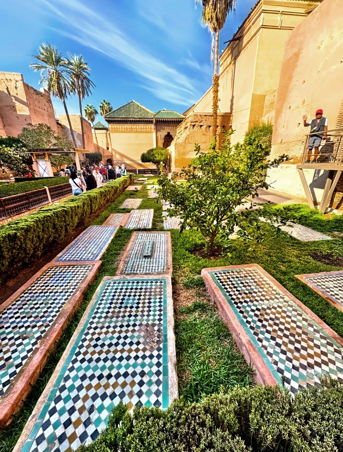  A typical tombstone in the gardens of the necropolis at the&nbsp;Saadian Tombs.&nbsp; 