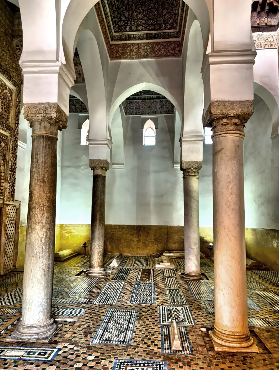  This is the interior of the&nbsp;Saadian Tombs, built in the 16th century by Sultan Ahmad al-Mansur, the third ruler of the Saadian dynasty.  