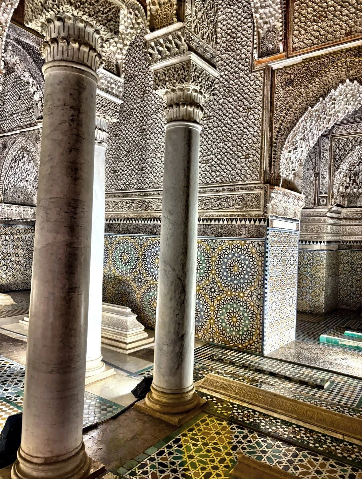  The tombs, located in the Casbah Mosque, were constructed to honor the sultan’s ancestors and were designed to be a grandiose display of his power and wealth. 