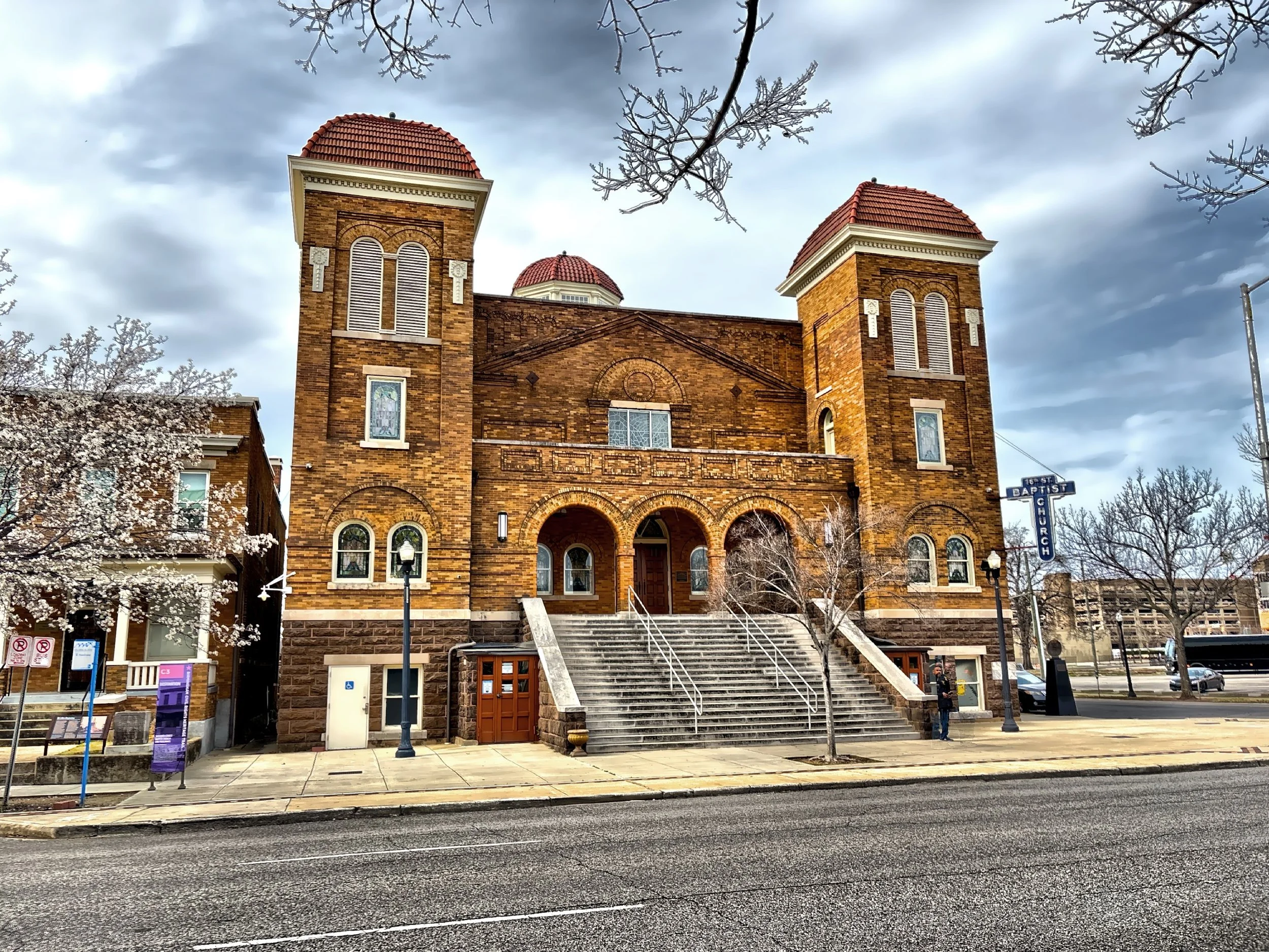  The 16th Street Baptist Church, across the street from the Civil Rights Institute,  was organized in 1873 as the First Colored Baptist Church of Birmingham.  During the Civil Rights Movement the church served as and headquarters.  In 1963, members o