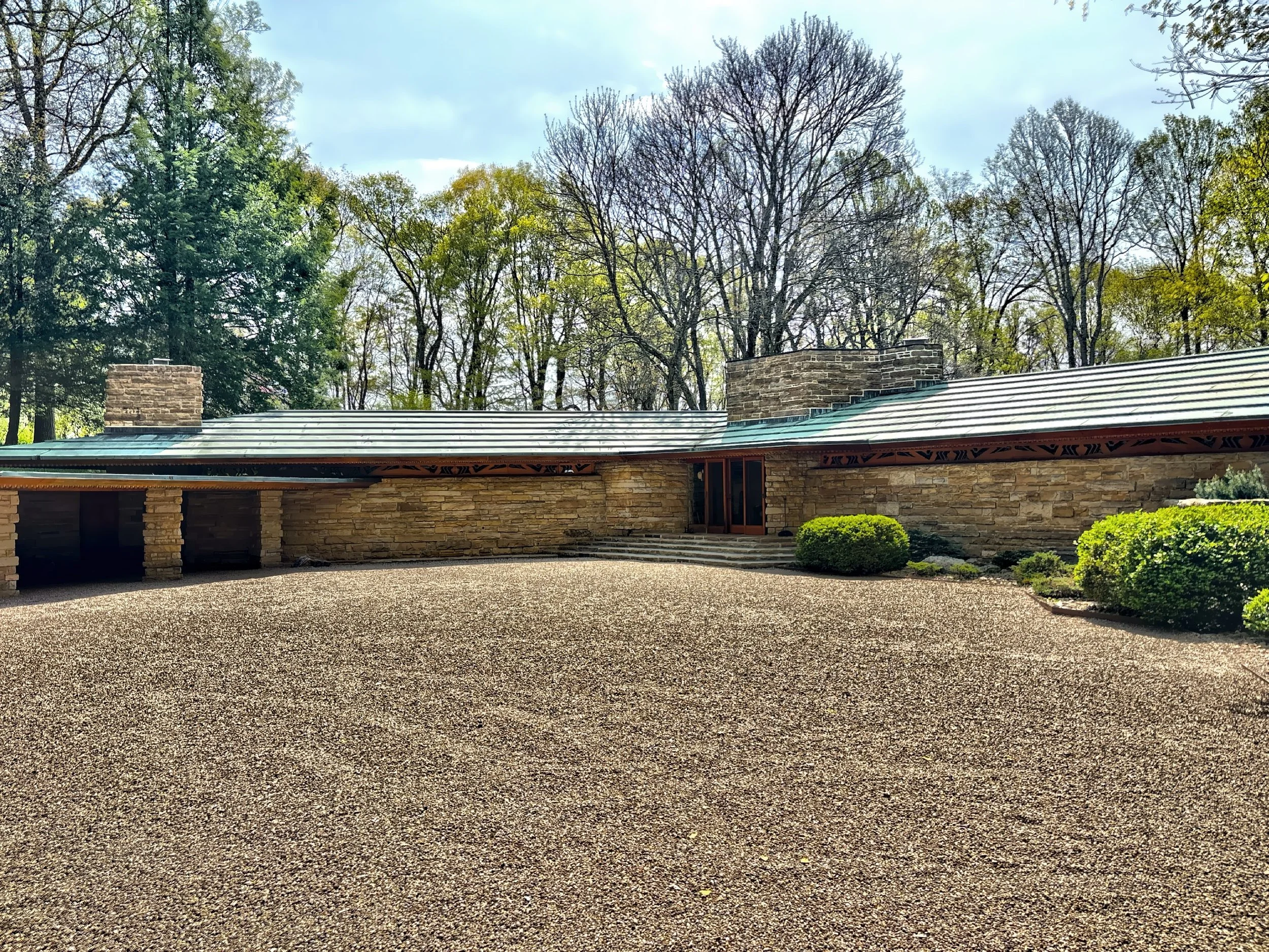  Construction materials included sandstone which was quarried on-site, Tidewater Cypress wood, and copper for the roof. 