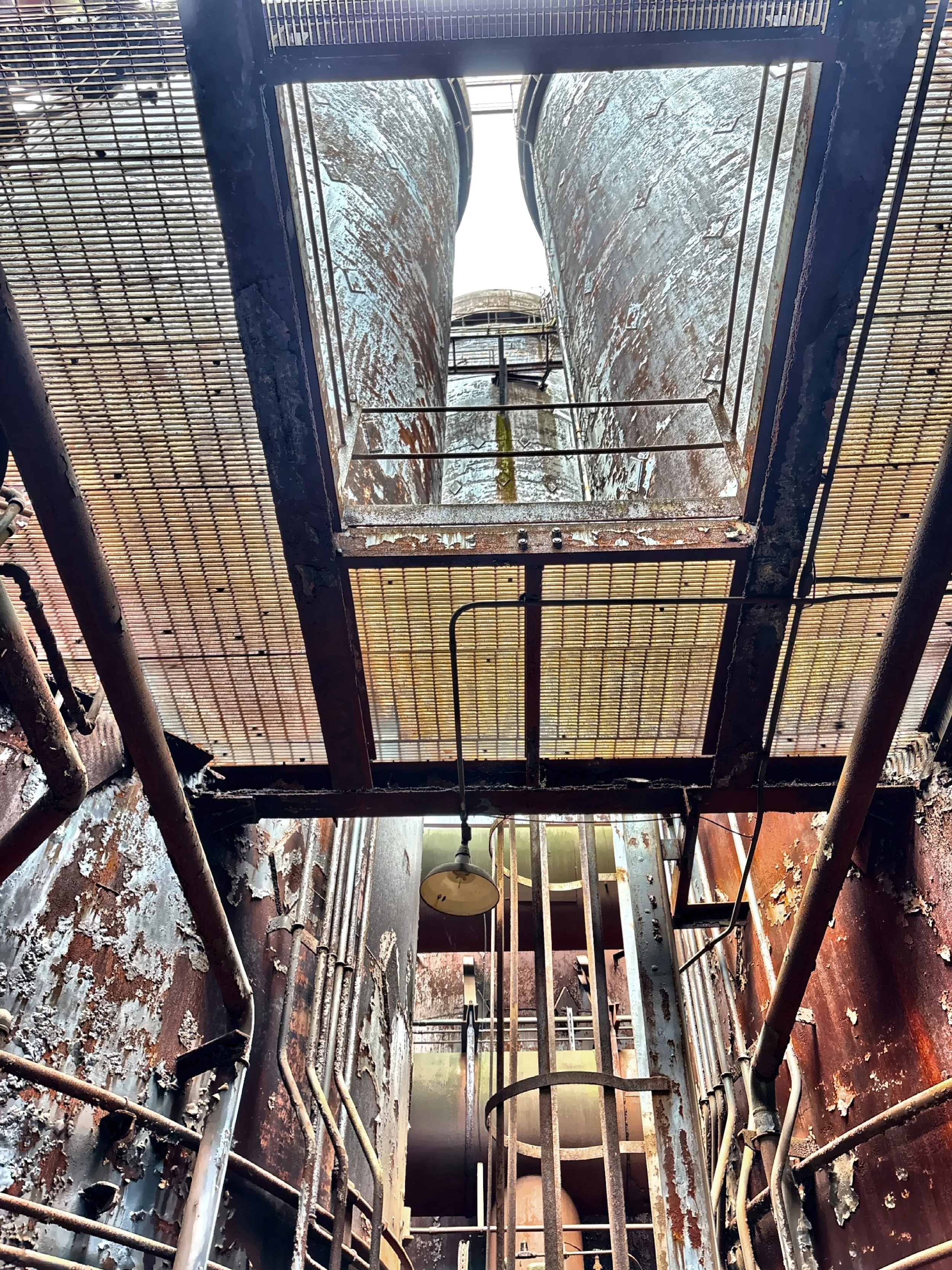  Giant gears, valves, and hoppers are frozen in time. 