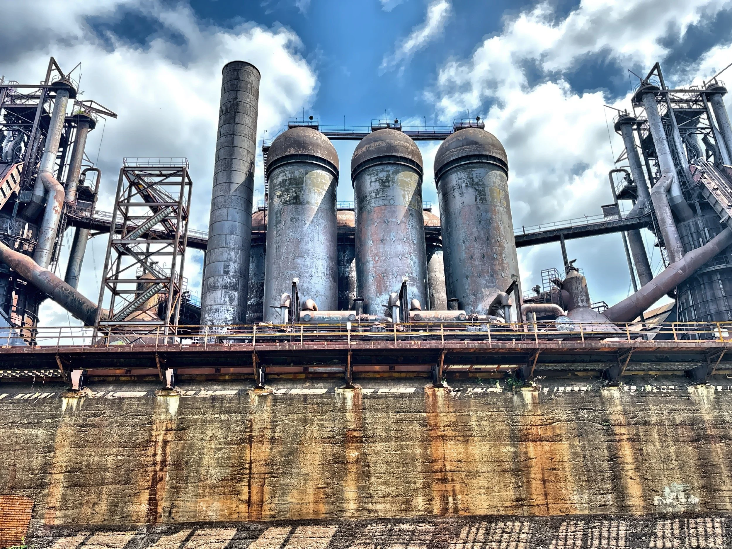  Only Furnaces #6 and #7 survive today, they were preserved after the mill shut down in the 1980s, while the rest of the plant was demolished. 