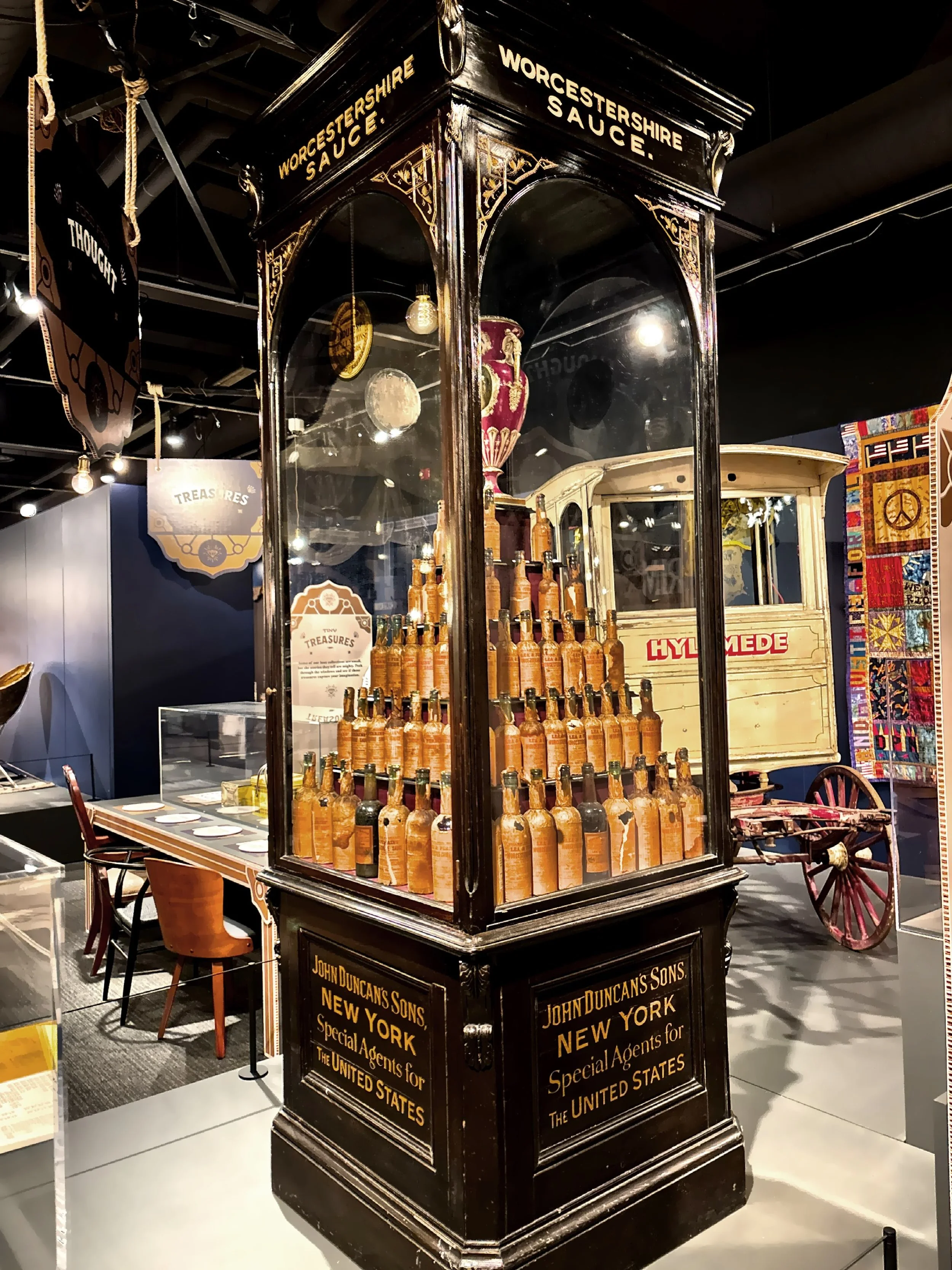  First showcased at the 1853 Exhibition of the Industry of All Nations in New York, this display helped introduce Worcestershire sauce to the world.  Heinz acquired Lea &amp; Perrins in 2015. 