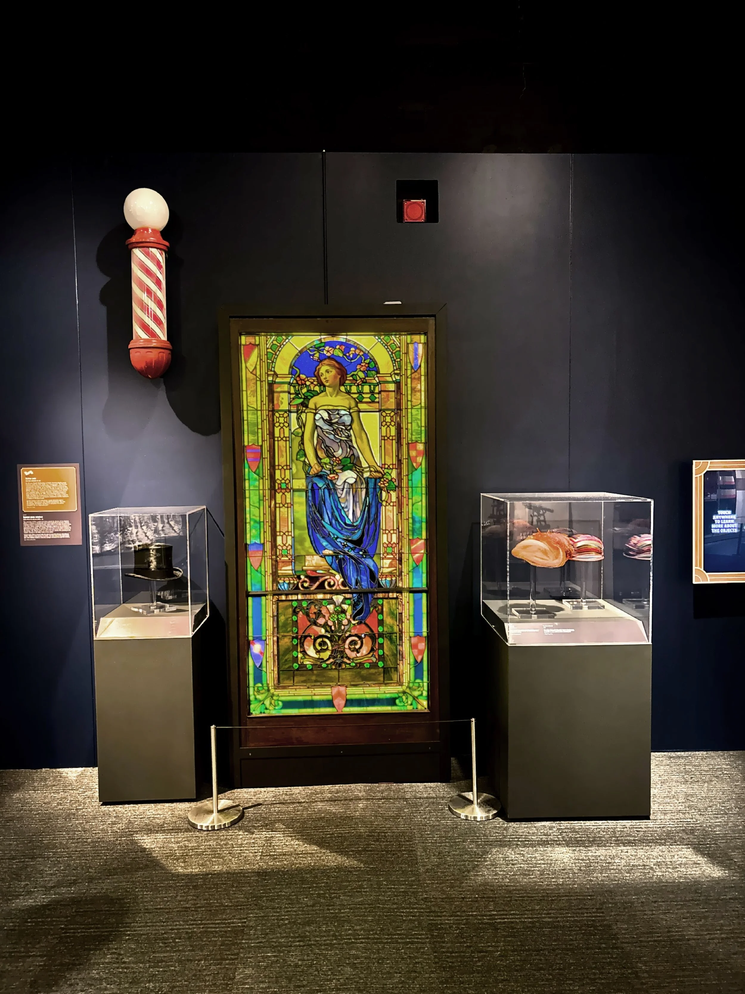  A few items on display include a leaded stained glass window created by John La Farge. 