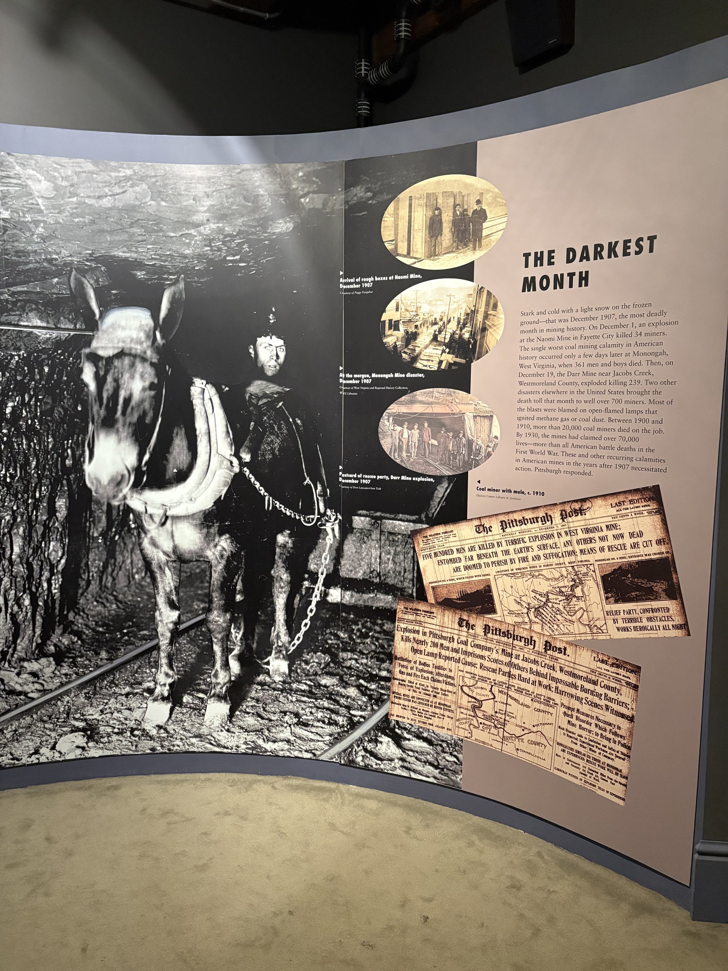 Exhibit related to December 1907, the deadliest month in mining history.