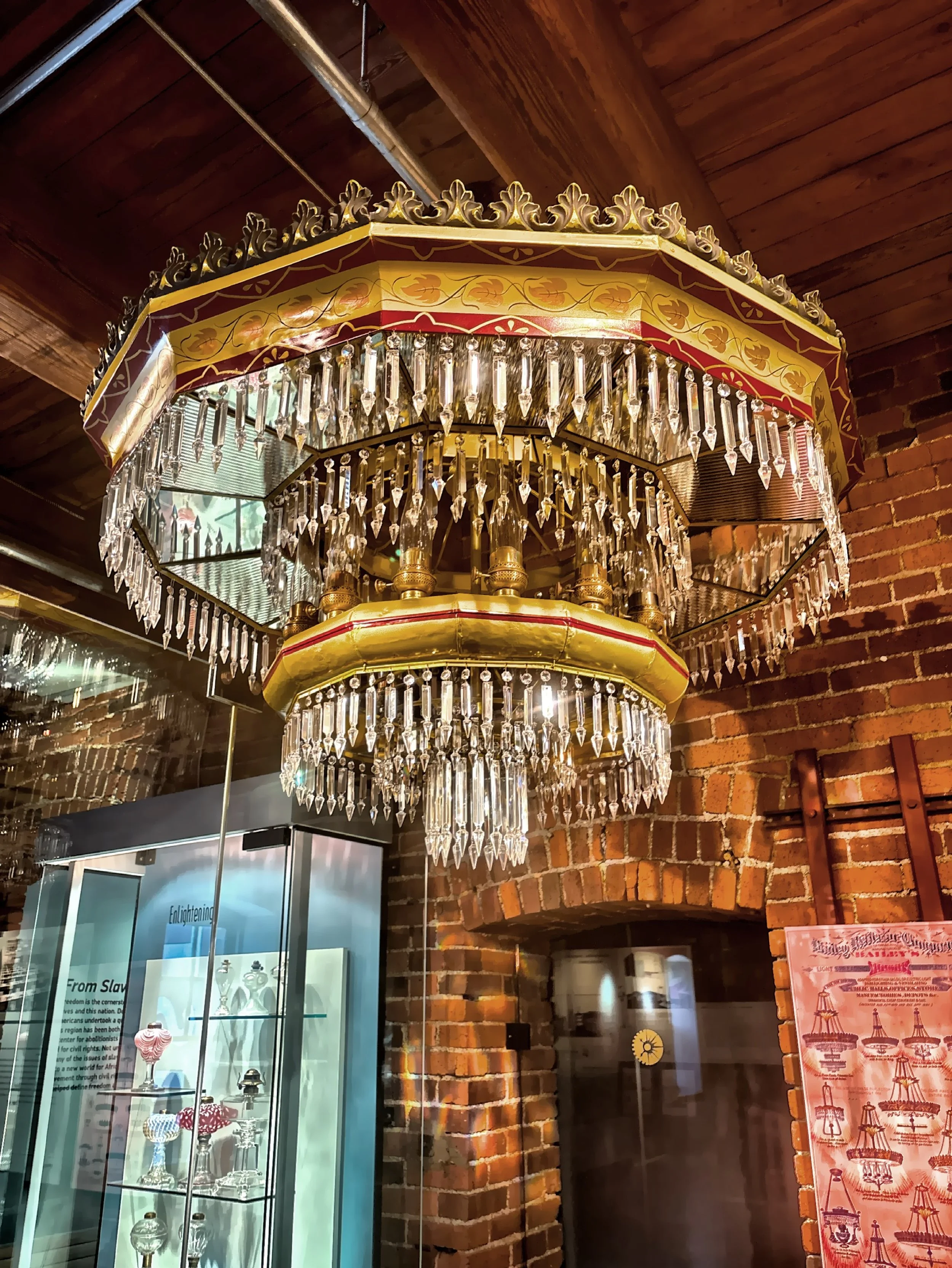 A kerosene crystal chandelier made by the Bailey Reflector Company of Pittsburgh. 