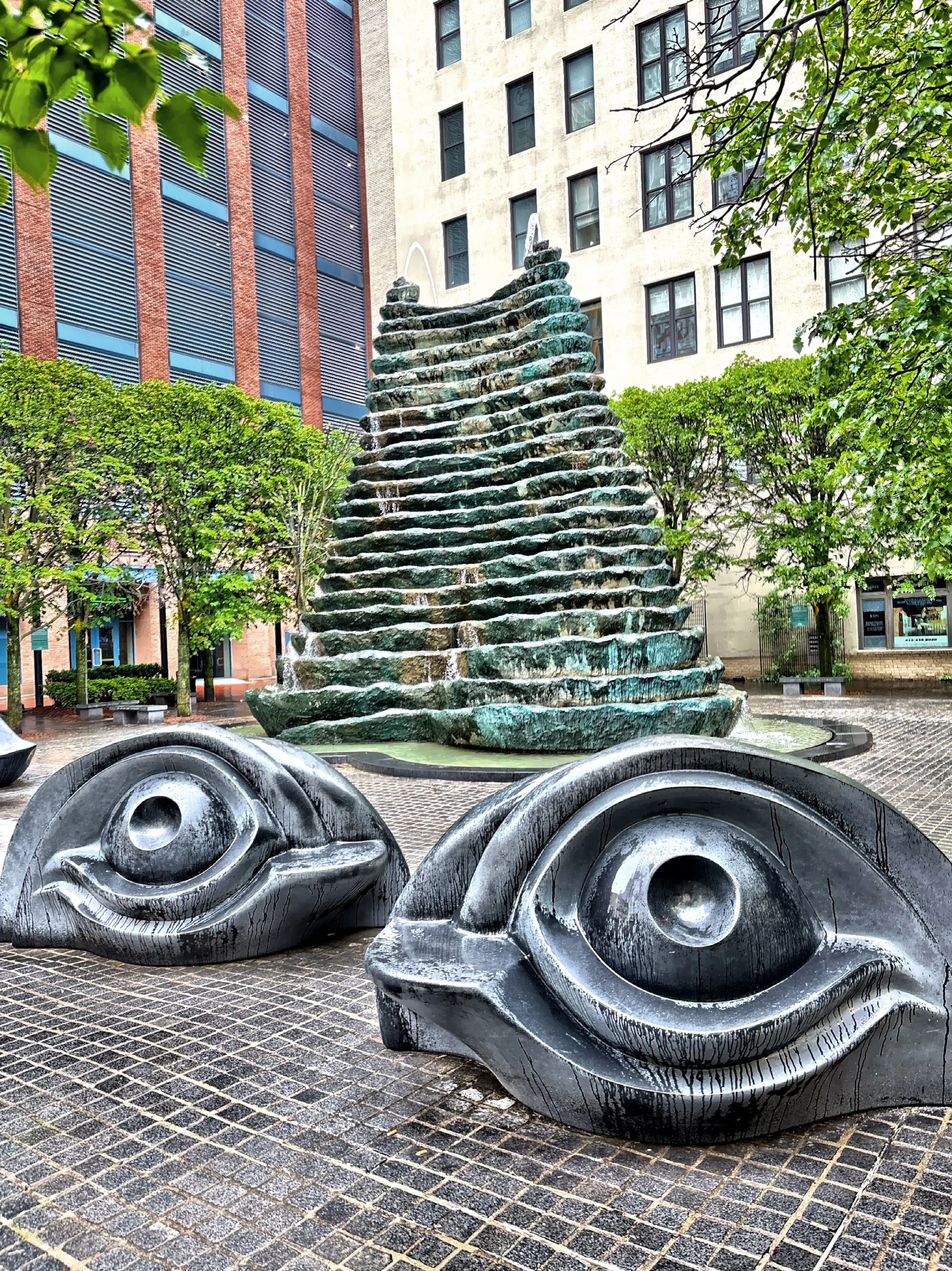  Sculptures in Agnes R. Katz Plaza, a former half-acre parking lot. 