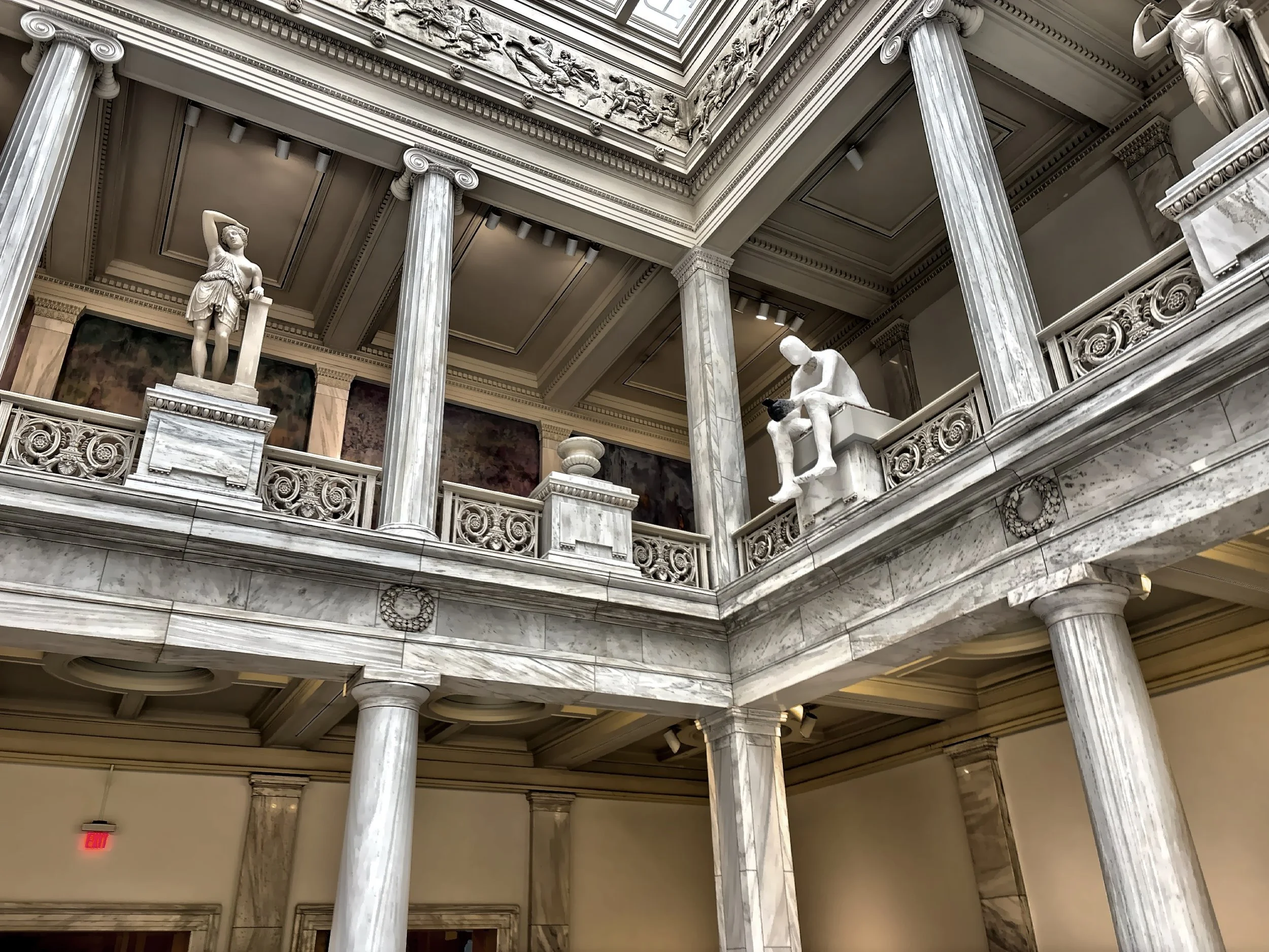  The statues here are replicas statues from the Louvre, the Vatican Museums, and the British Museums.  There is an exception, the one with a cell phone. 