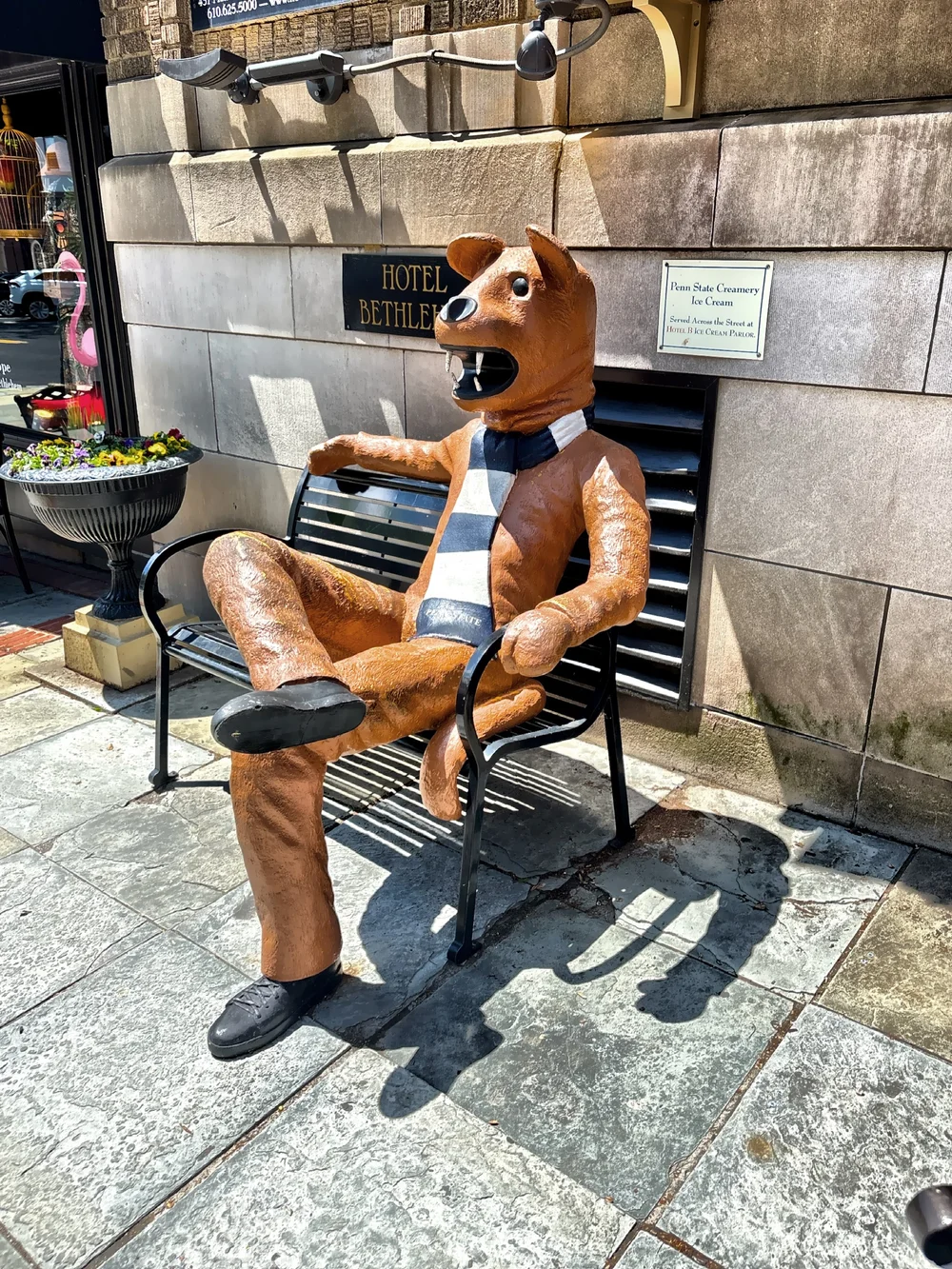  Life-sized Penn State mascot, the Nittany Lion, dot the benches around the city. 