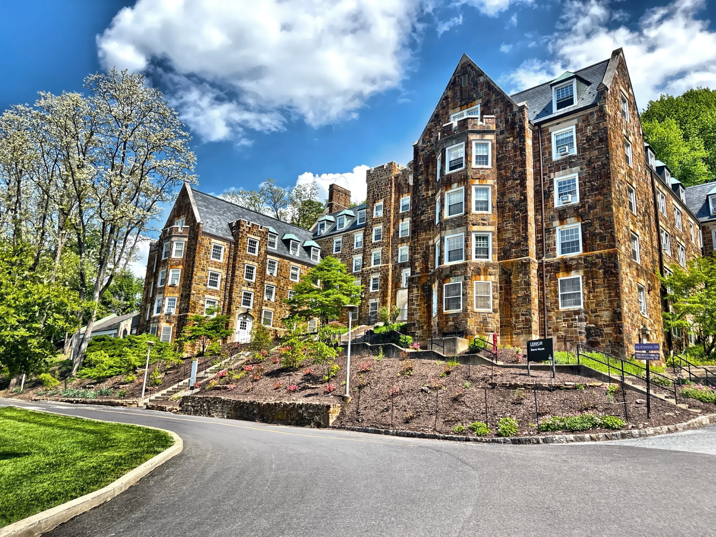  Part of Lehigh University, a prestigious private research university, high up on a hill overlooking the city. 