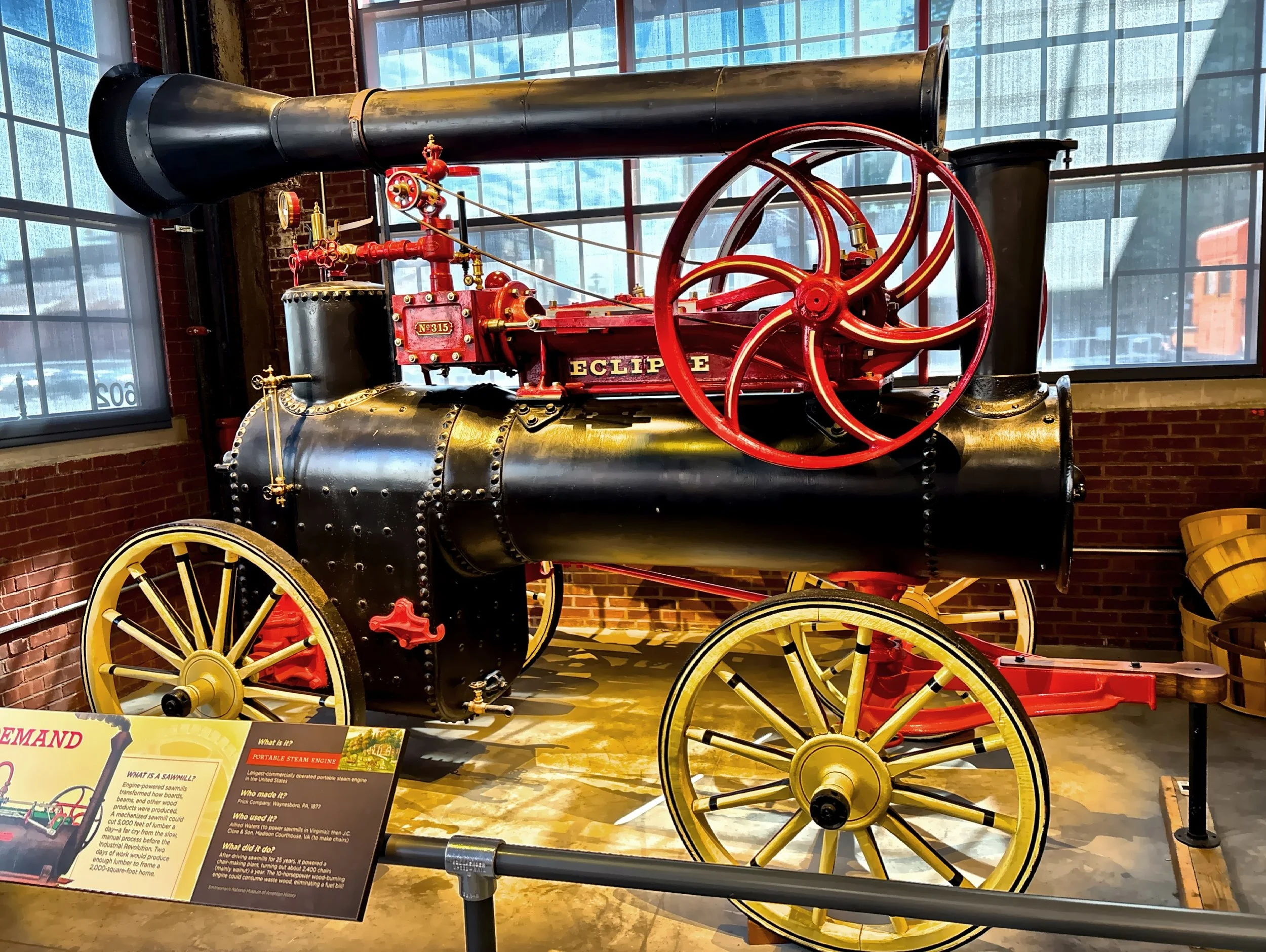  The portable steam engine made by the Frick Company in 1877, powered a chair-making plant. 