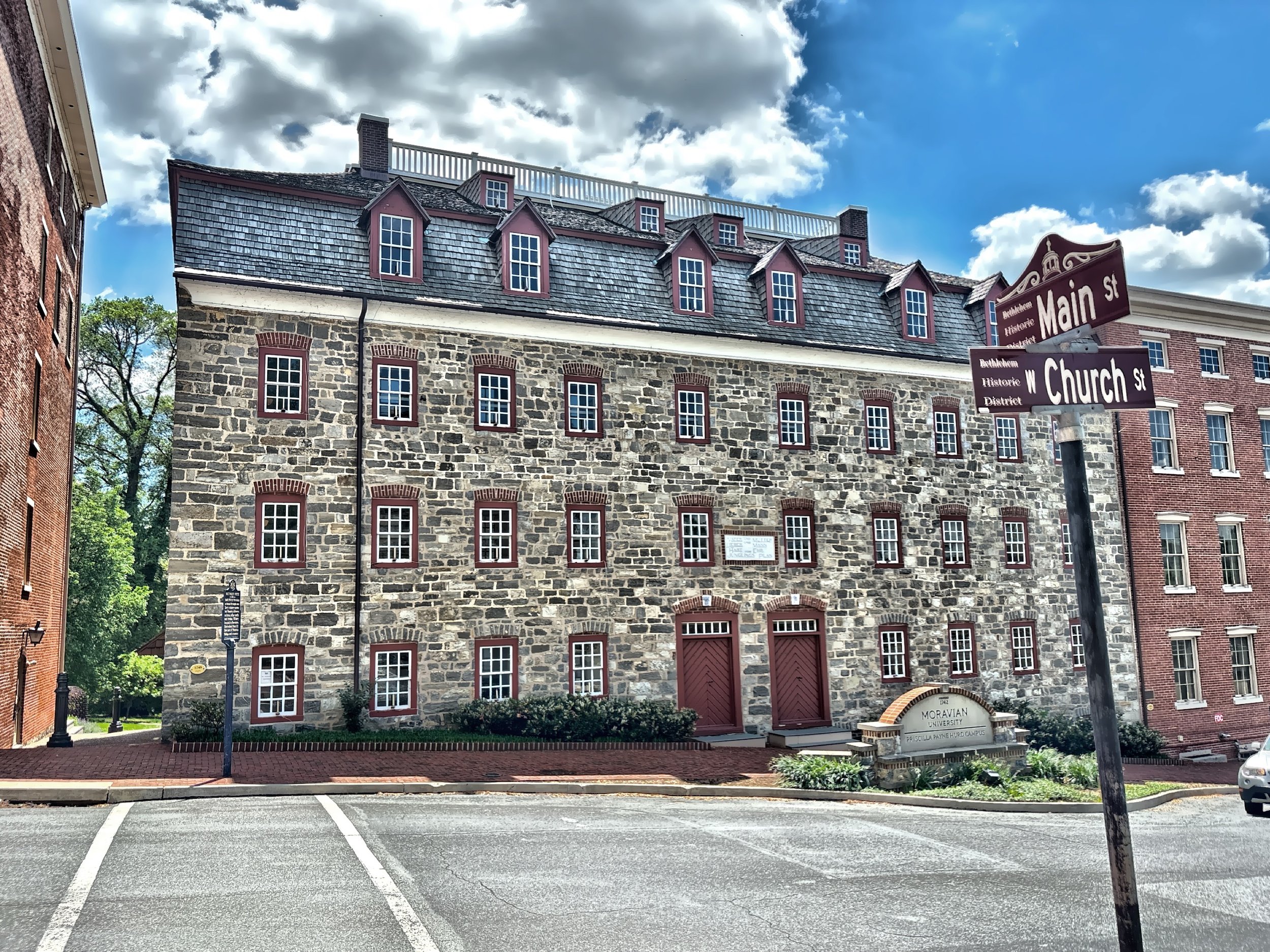  The Brethren House, built in 1748, for young single men in the community. The building was later utilized as a hospital for the Continental Army during the Revolutionary War in 1776-1778. 
