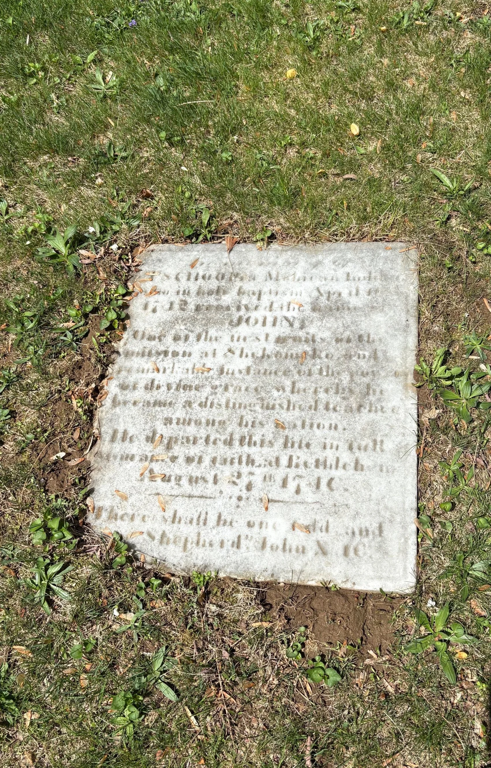  God’s Acres on West Market Street is the final resting place for Moravians from 1742-1911, buried next to converted Native Americans or African born Moravians.  All of the burial sites are all marked with small flat square stones.  