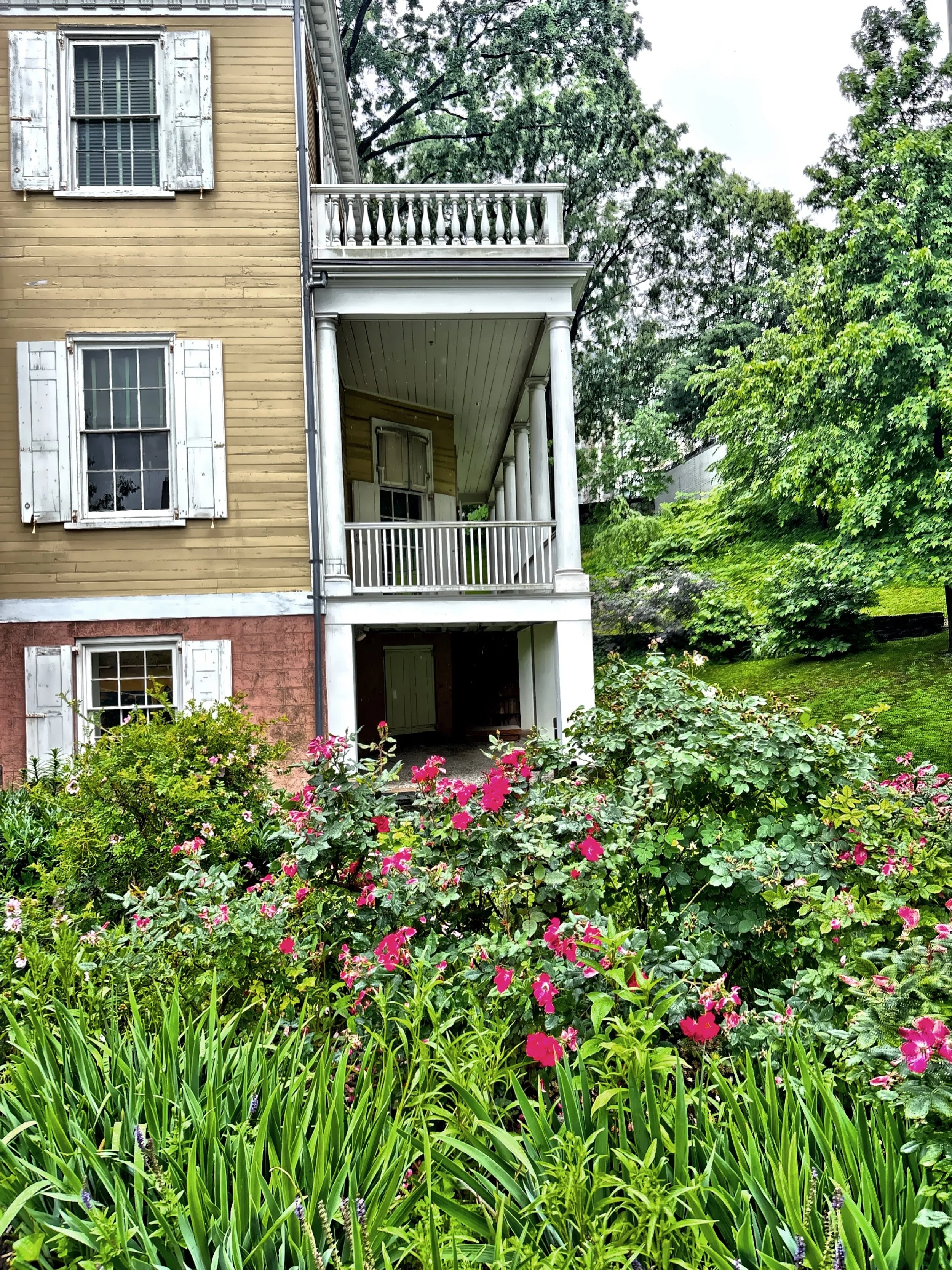  Originally, the estate had outbuildings that included a barn, chicken house, and shed and spring house, where daily products were stored.    