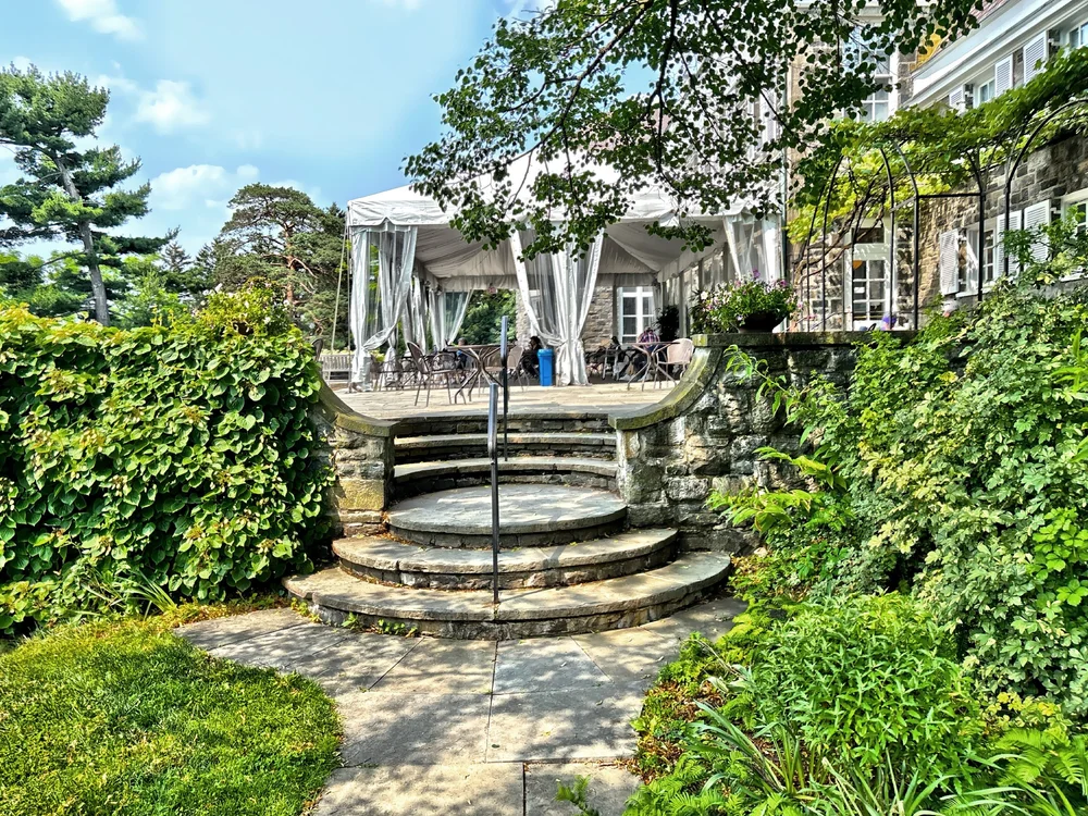  In the outdoor cafe area. 