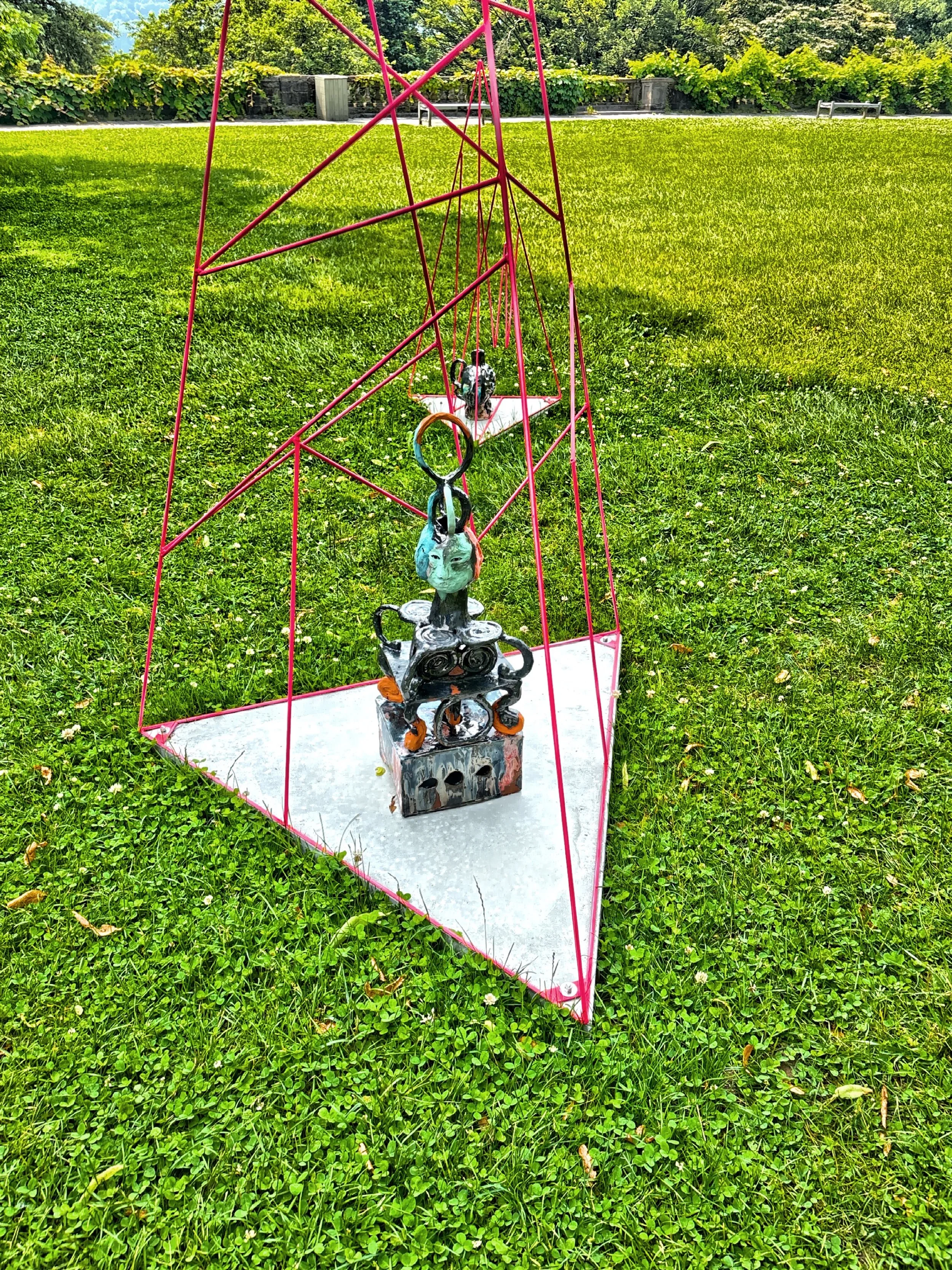  Outdoor art is displayed around the grounds. 