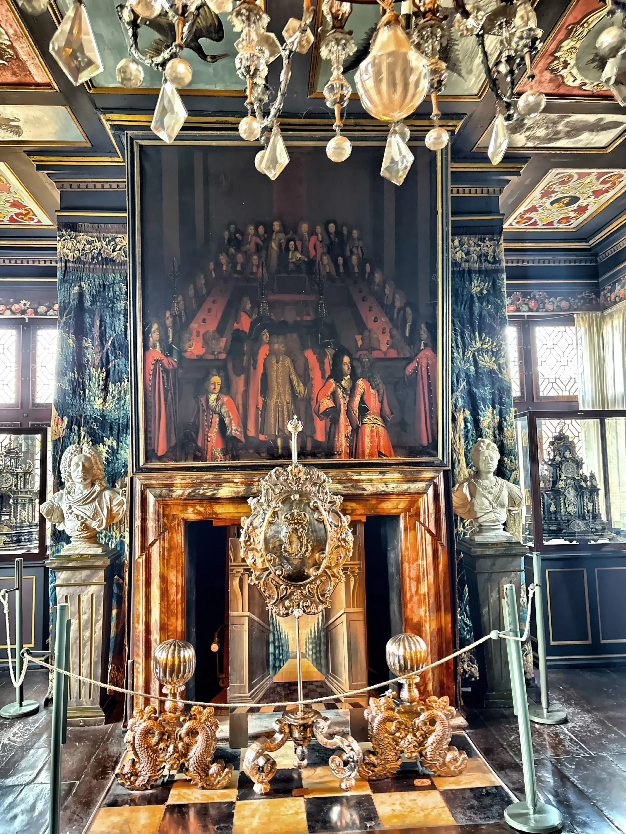  Gilded ceilings, velvet-lined furniture, and intricate tapestries line the halls.  