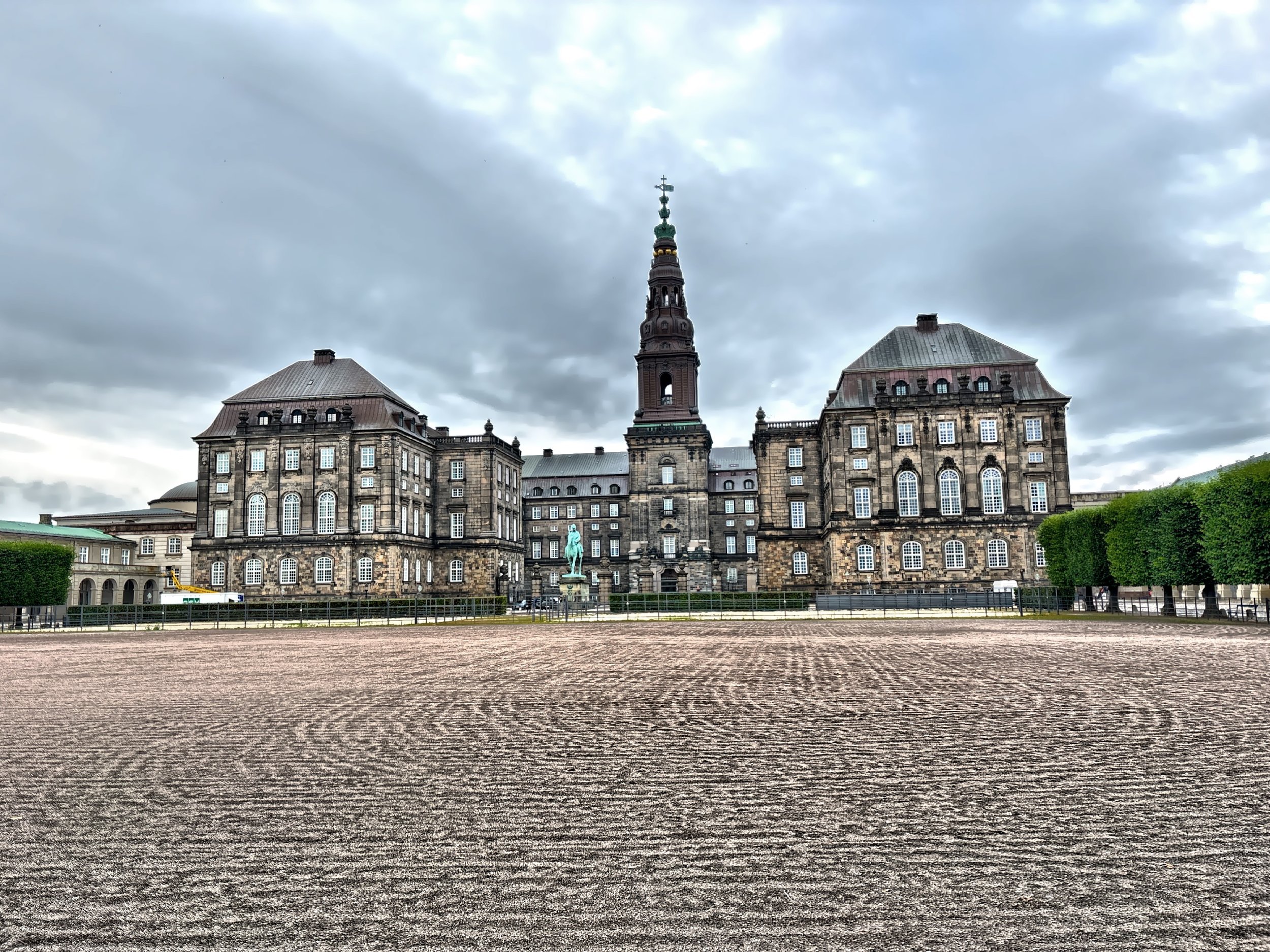  The rear facade of the Christiansborg Palace, which uniquely houses all three branches of Denmark’s government: the Parliament, the Supreme Court, and the offices of the Prime Minister and Royal Reception Rooms. 