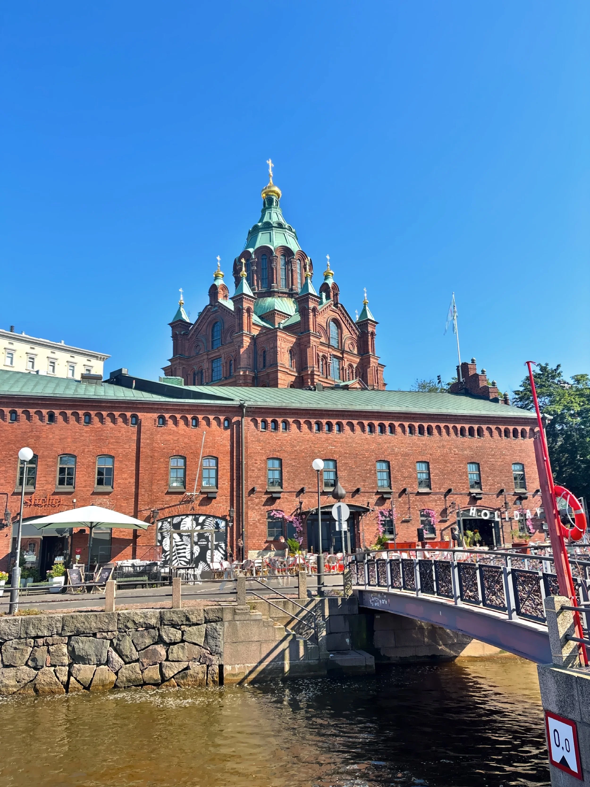  On a hilltop overlooking the city is the Eastern Orthodox  Uspenski Cathedral .  