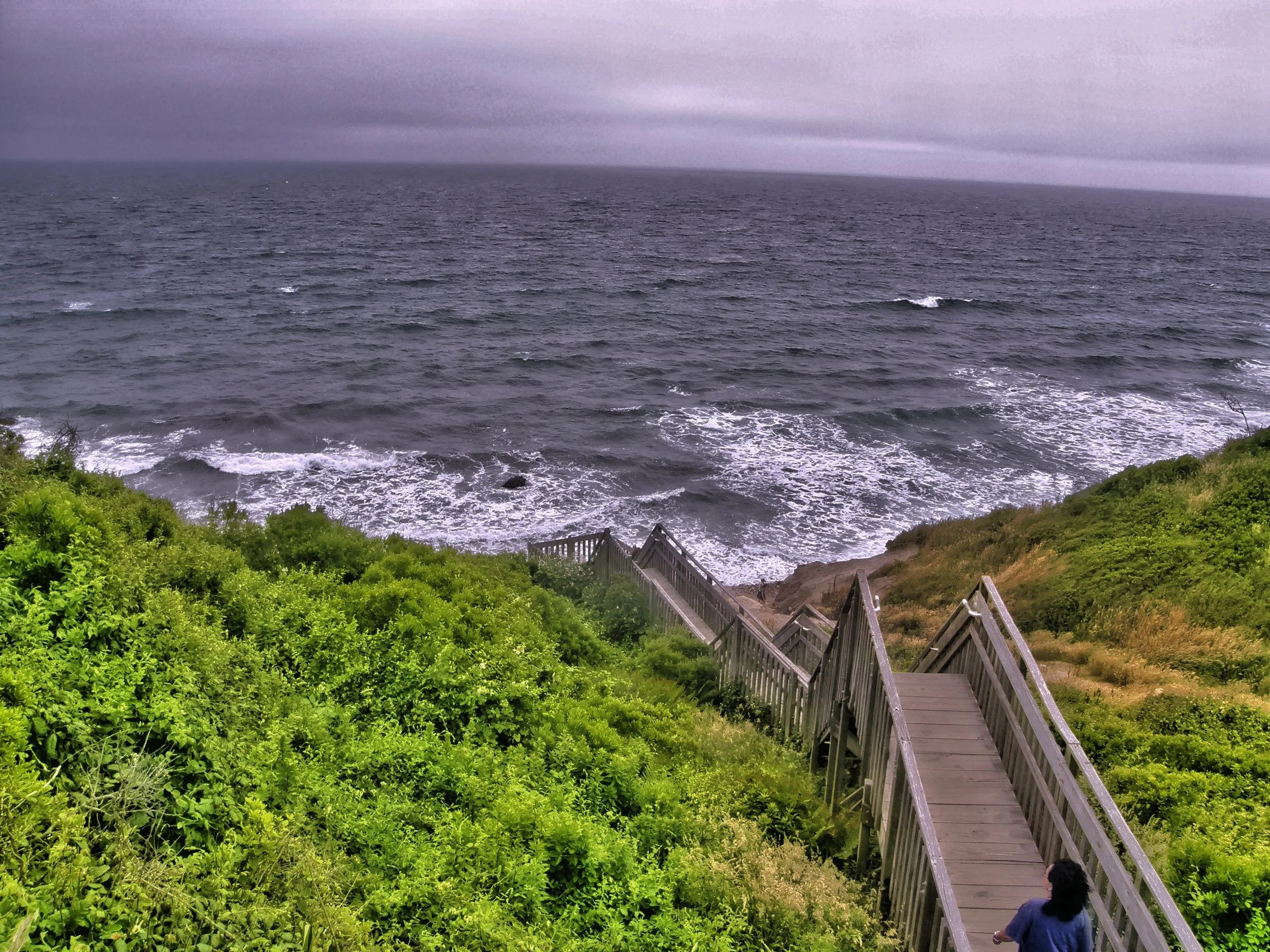  Mohegan Bluffs—and the journey down the staircase to the beach. 