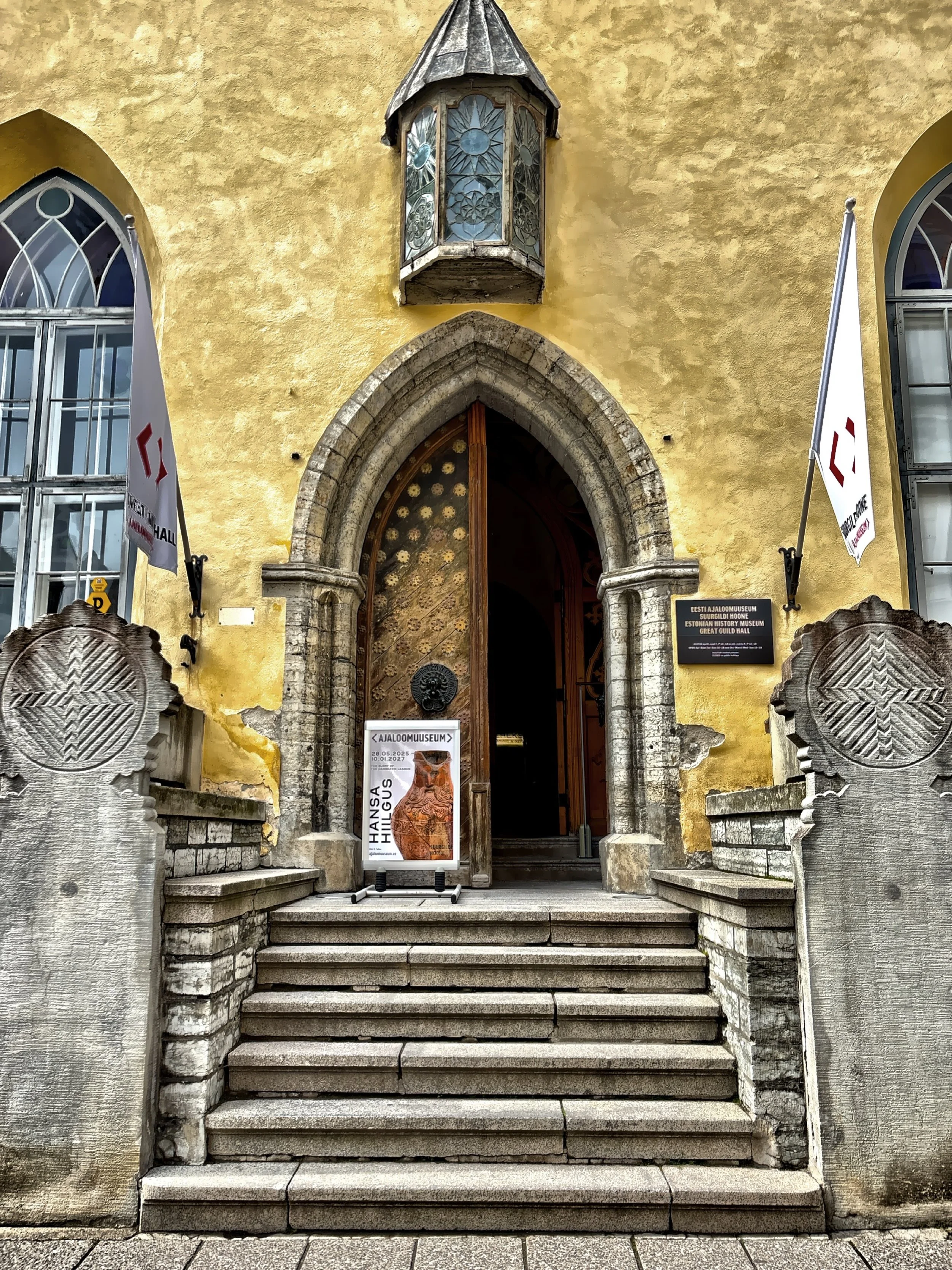  The entrance to the Great Guild Hall, completed in 1410, and now houses the Estonian History Museum. 