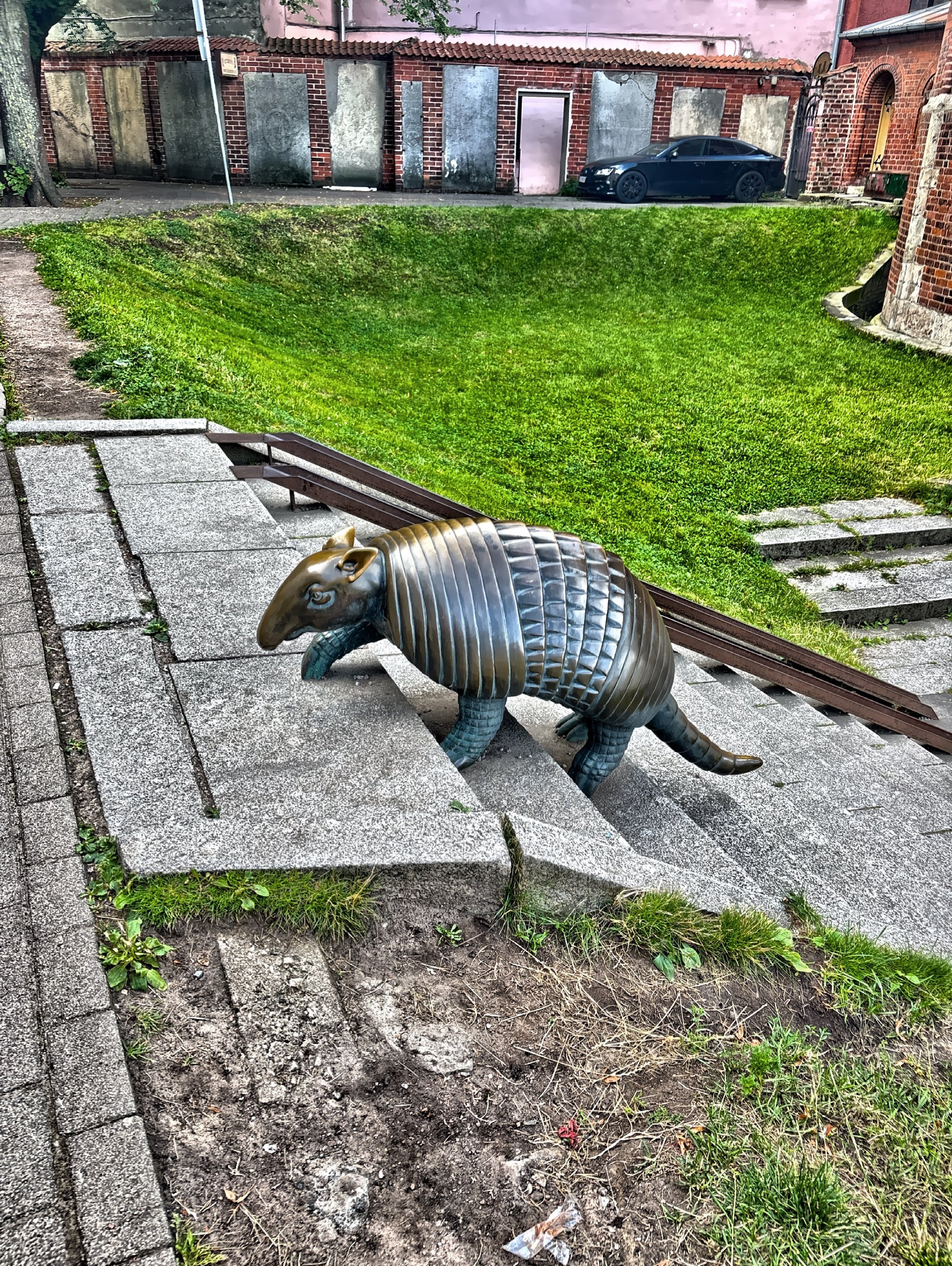  The bronze sculpture of an armadillo, created by Liene Mackus. 