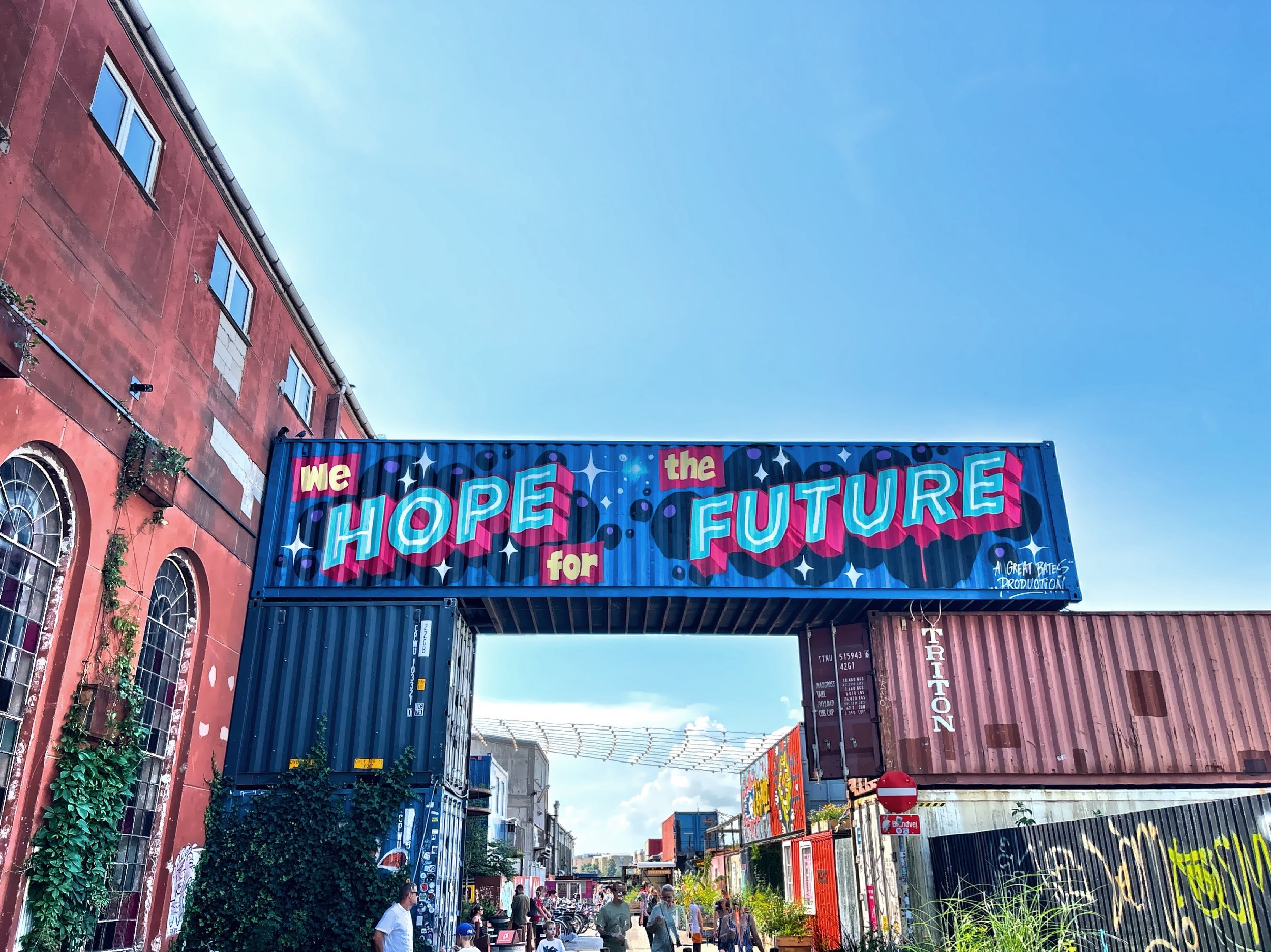  The entrance to Reffen the largest street food market in the Nordic region.  This was a neglected harbor side lot with abandoned warehouses now hosts flavors from around the world.   