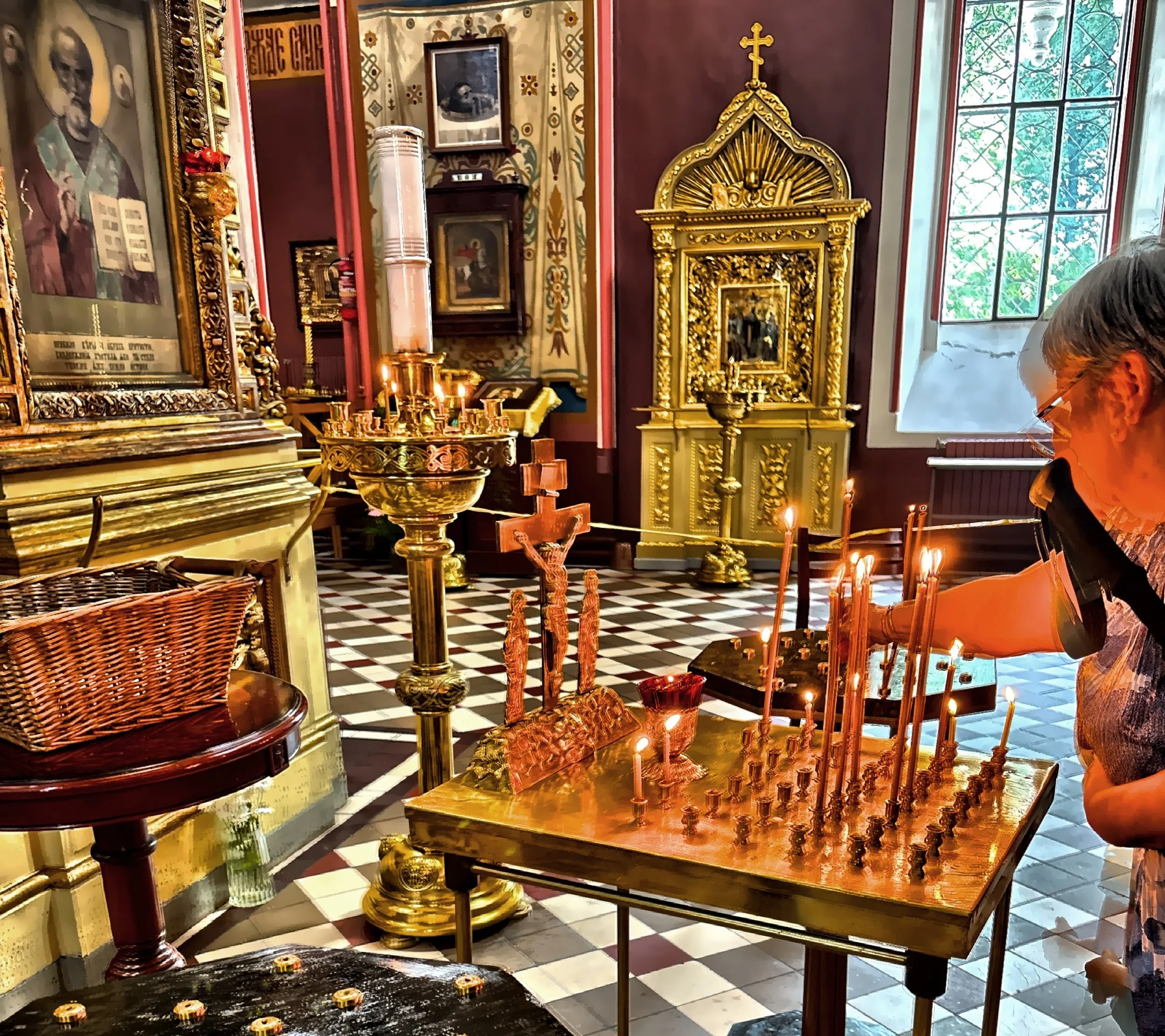  The highly decorative interior features tiled elements. 