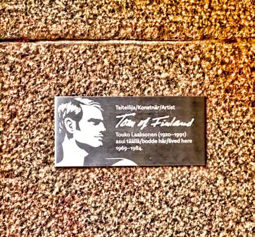  The Tom of Finland Memorial Plaque commemorates the life and work of Touko Laaksonen.  It was placed in the wall of henhouse at Tehtaankatu 7, where he lived for many years. 