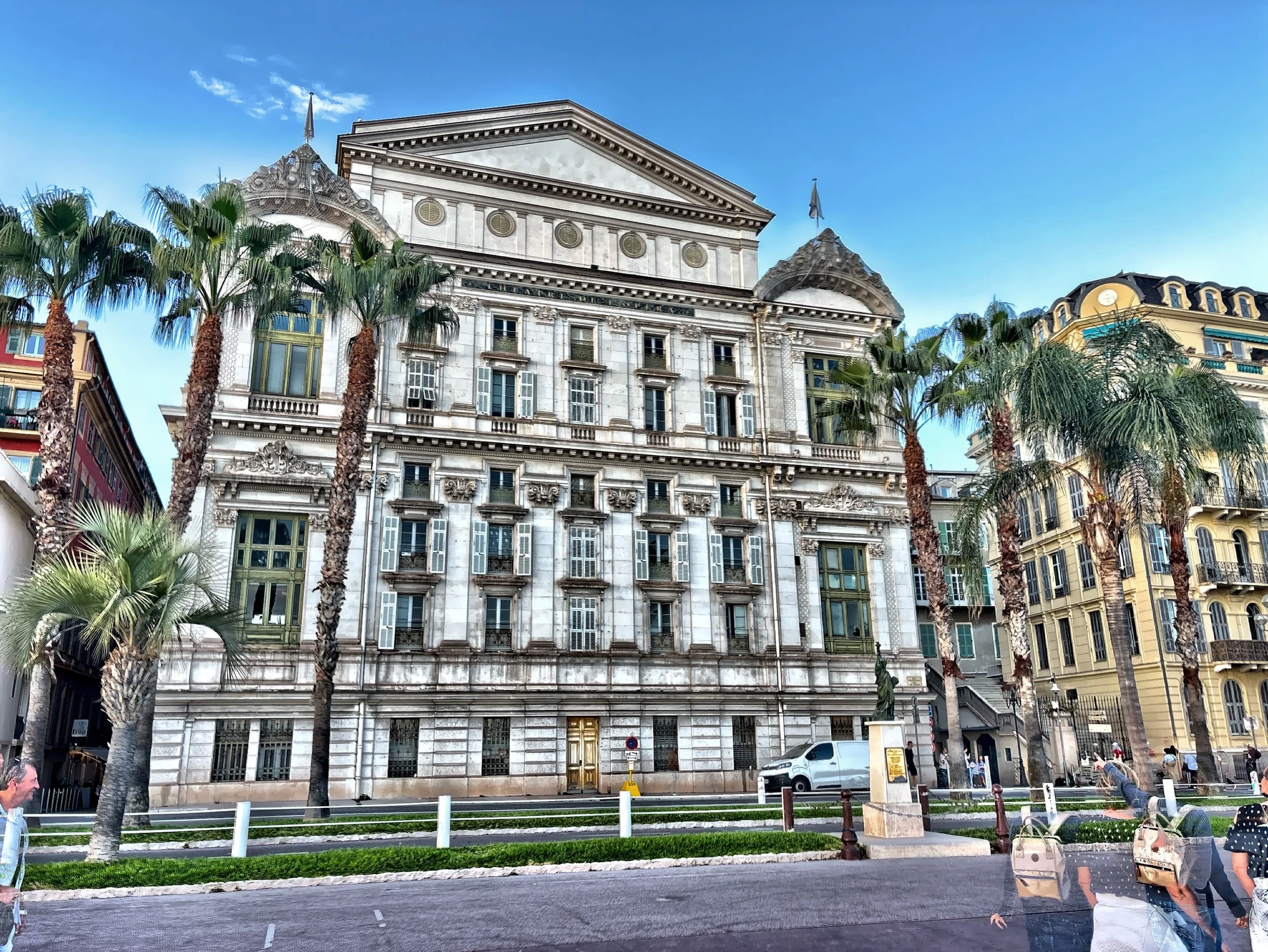  The front facade of the Opera House which was inaugurated in 1885.  This building was built on the site of a former theater destroyed by fire in 1881. 
