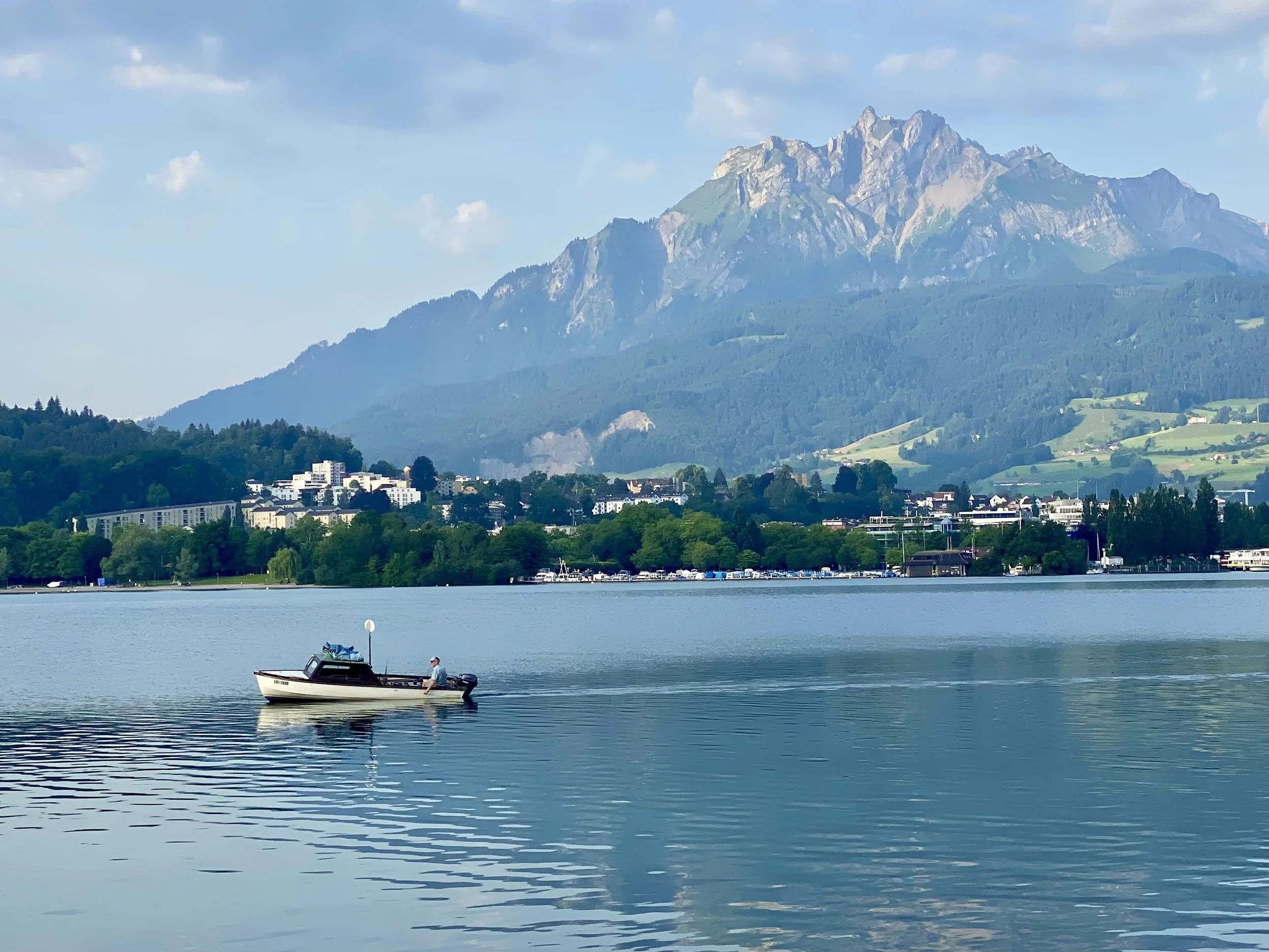  The view of Lake Lucerne with Mount Pilatus in the background. 