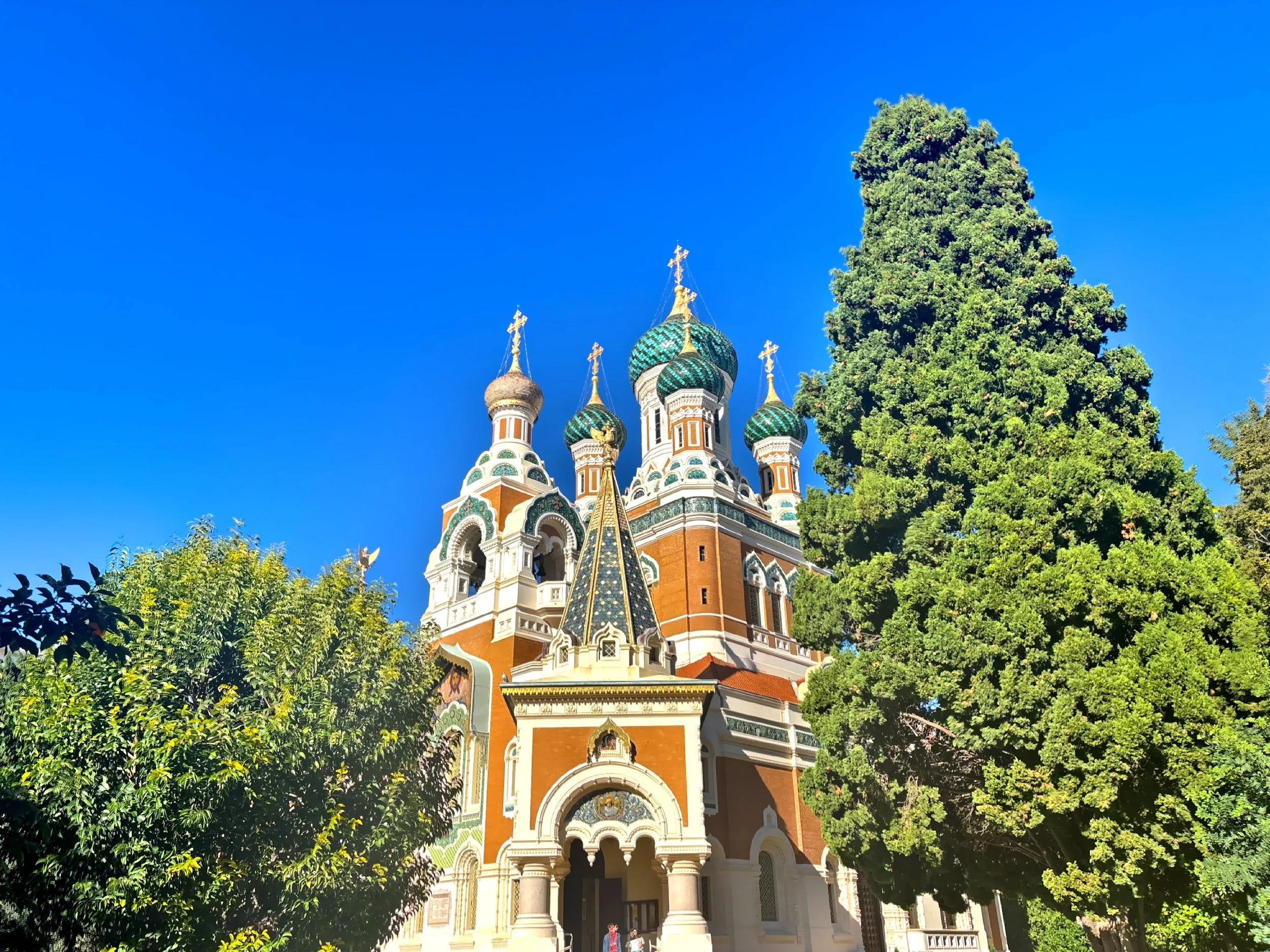  The cathedral consists of five beautiful colored domes.  The largest symbolizes Christ and the smaller ones symbolize the four evangelists (Matthew, Mark, Luke and John).  