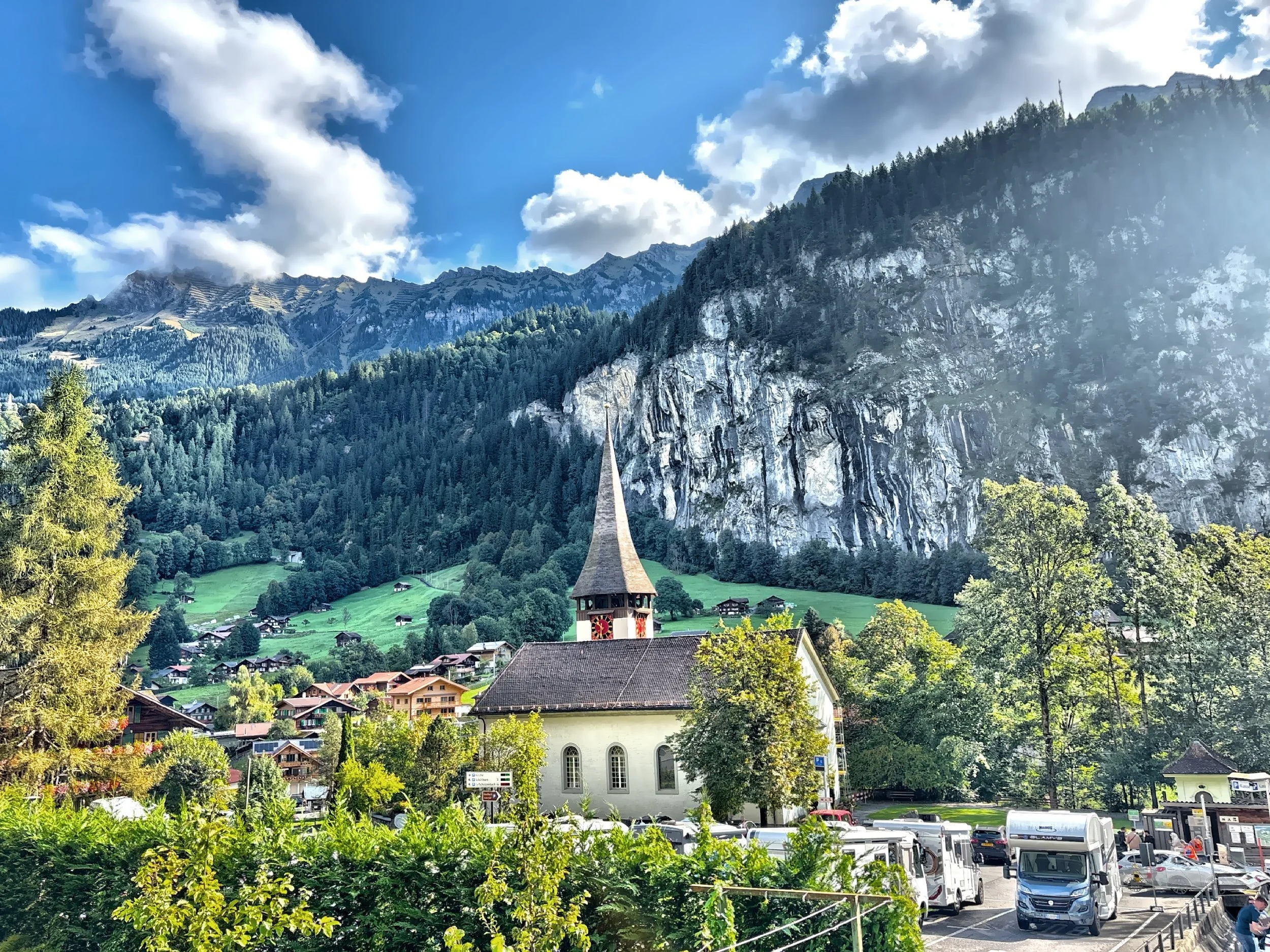  The peaceful village Lauterbrunnen surrounded by waterfalls and steep cliffs is where the adventure began. 