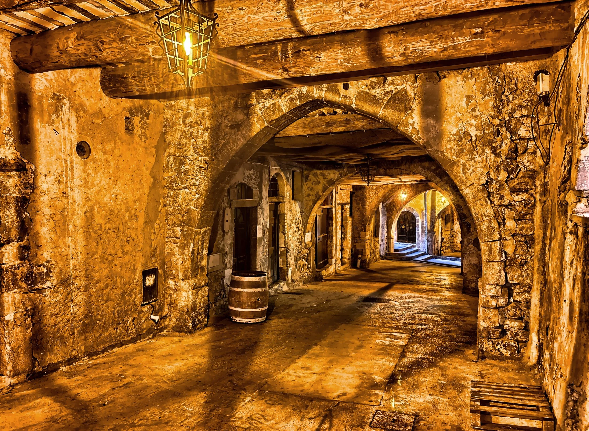  The dimly lit Rue Obscure offers a glimpse into Villefranche’s medieval past. 