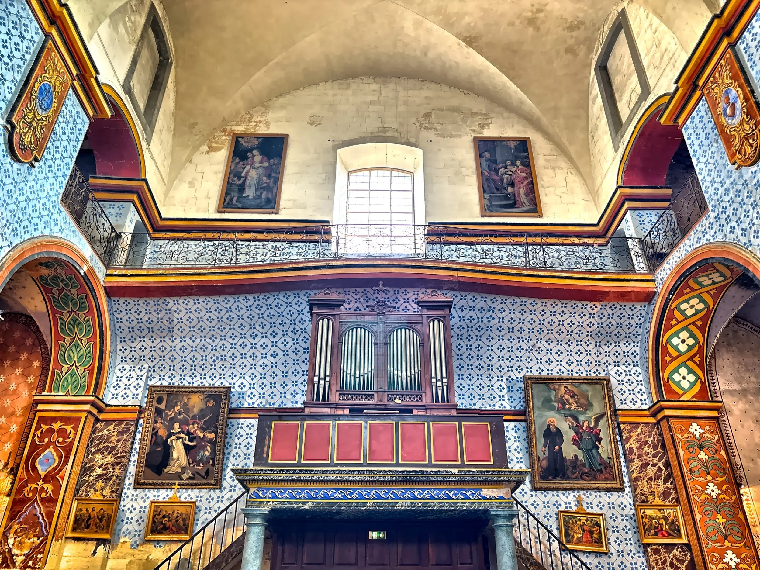  The organ, still in working condition, is located above the front porch. 