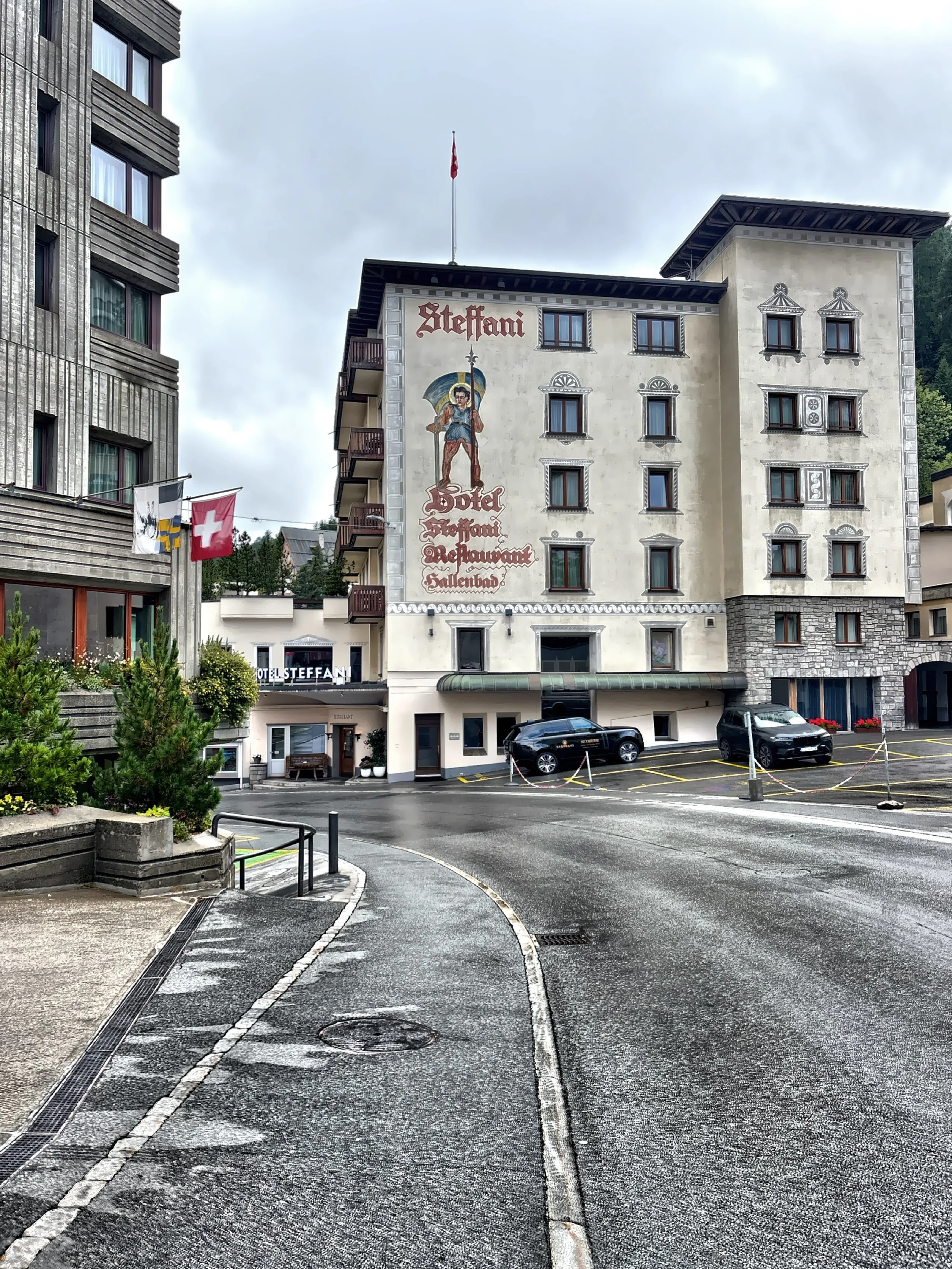  The Hotel Steffani was built in 1869 and the athletes for the 1928 Winter Olympics stayed here.  Saint Moritz also hosted the Winter Olympics in 1948, further cementing its status as a premier winter resort. 