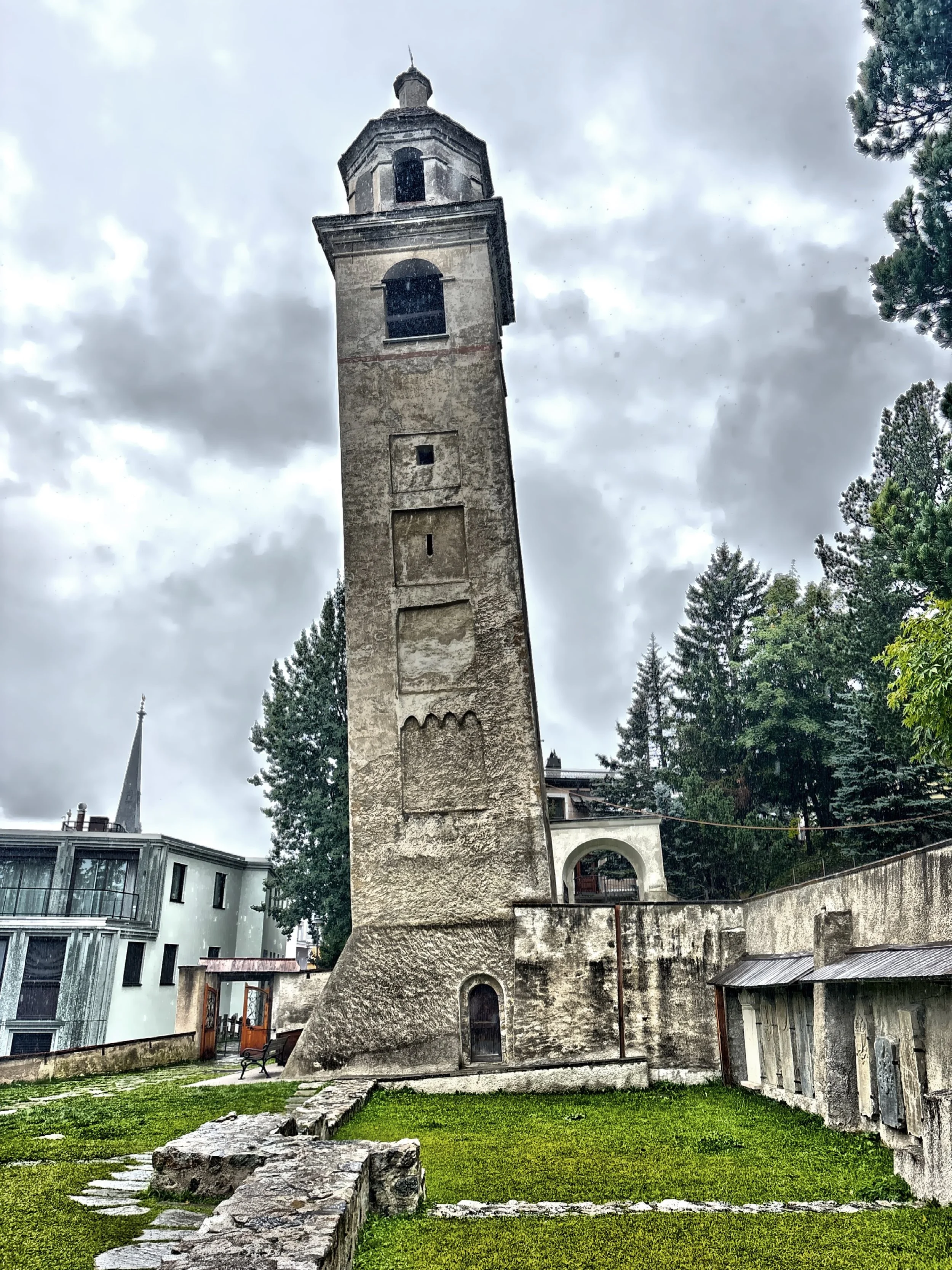  The Leaning Tower of St Moritz is a remnant of the former St Mauritius Church, which was demolished in 1893.  