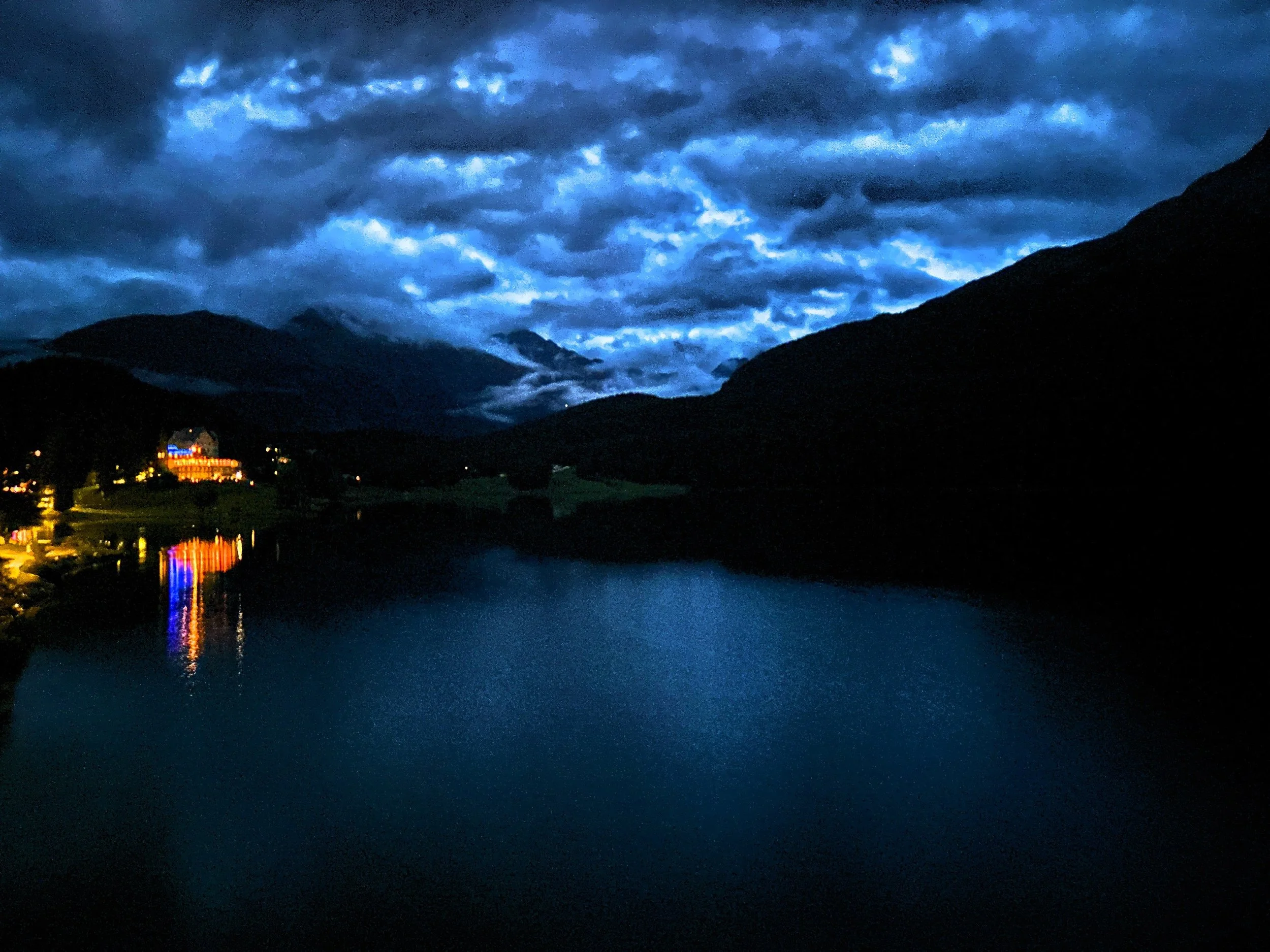  Night lights on Lake St Moritz 