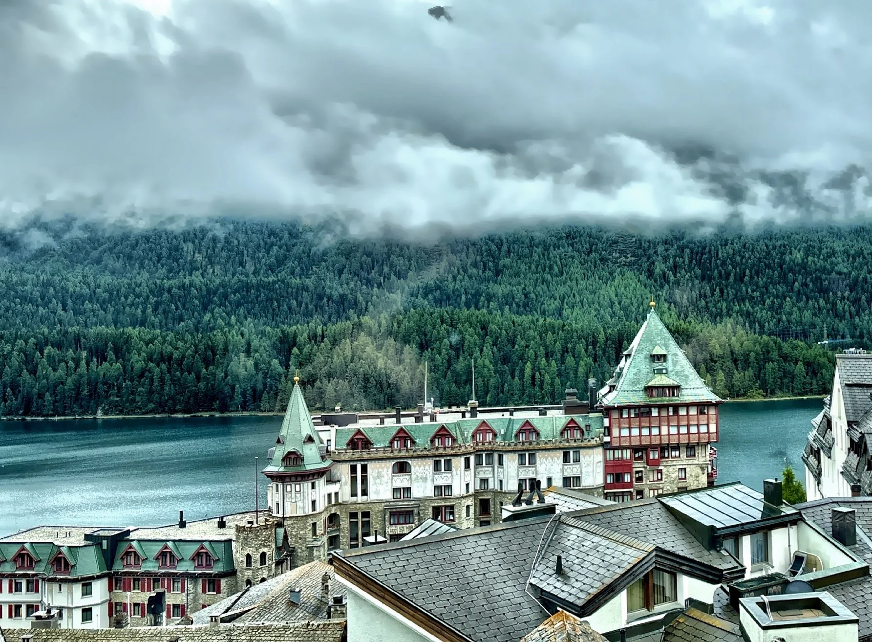  The view with the Badrutt’s Palace Hotel in the distance. 