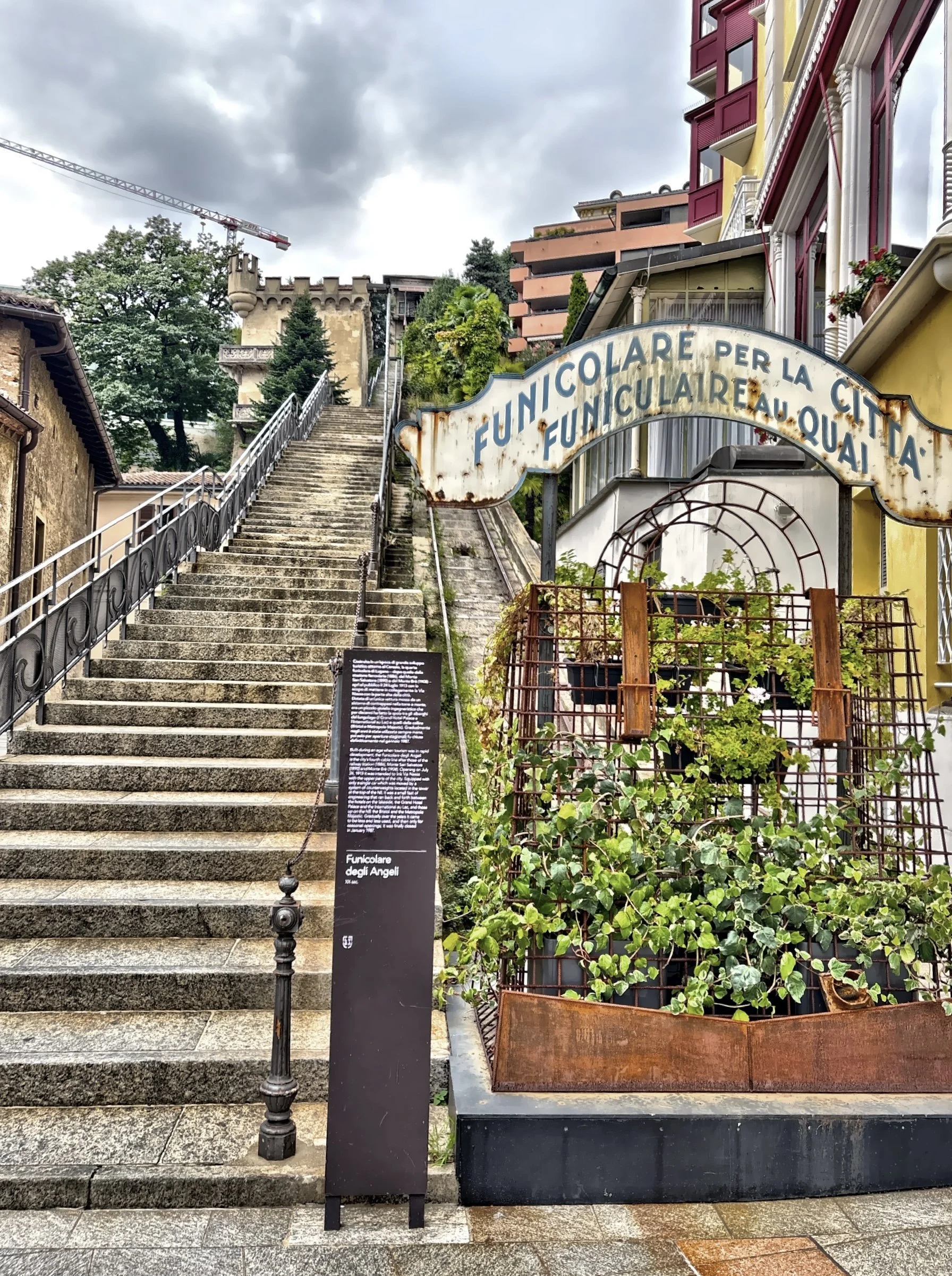  The abandoned Lugano degli Angioli funicular which used to link the lakeside and the church of Santa Maria degli Angioli with an upper terminus adjacent to the Hotel Bristol. 